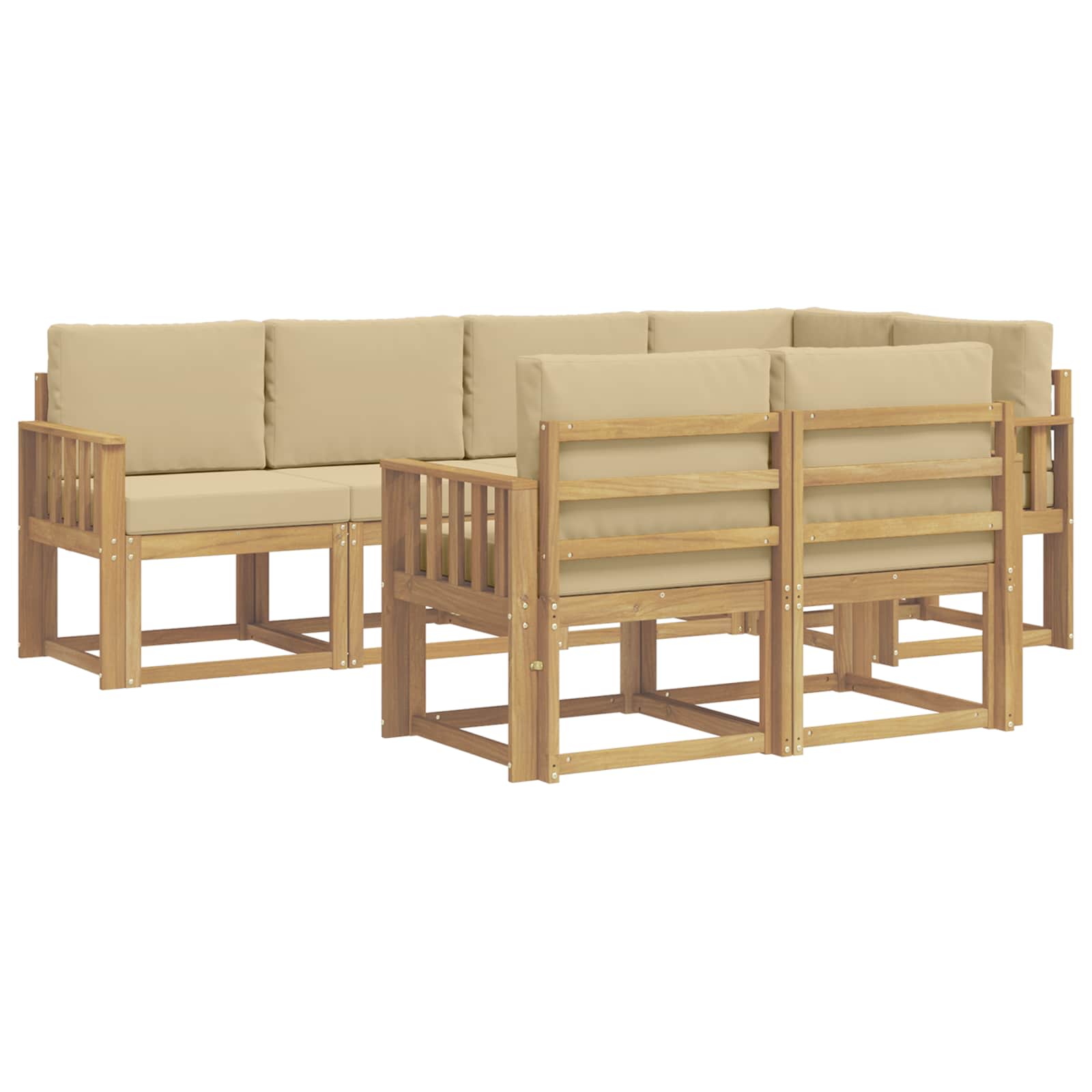 Set vanjskih sofa s jastukom 7 pcs Bijela i bež Poliester