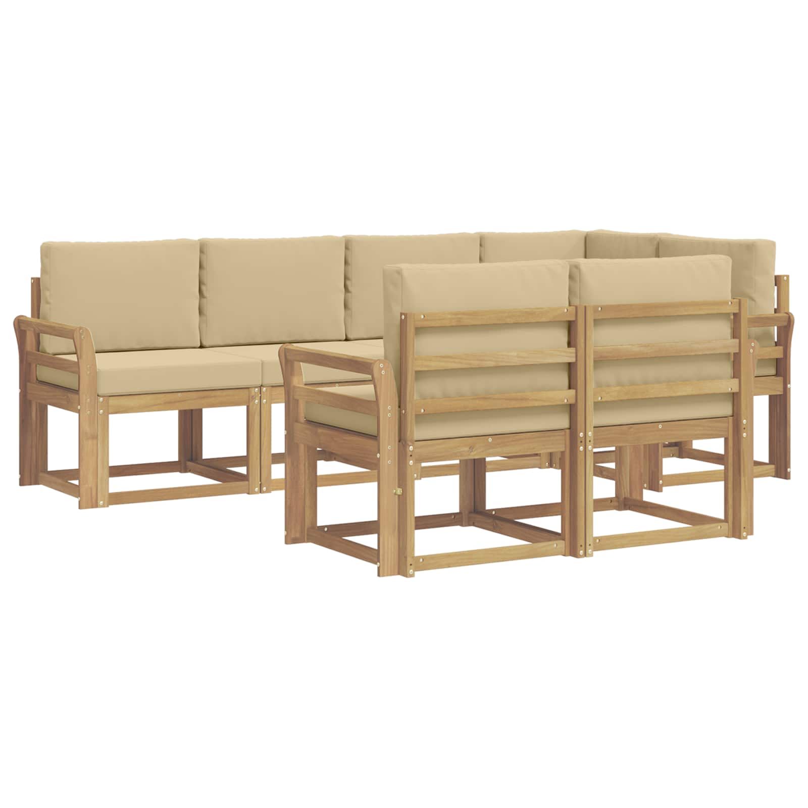 Set vanjskih sofa s jastukom 7 pcs Bijela i bež Poliester