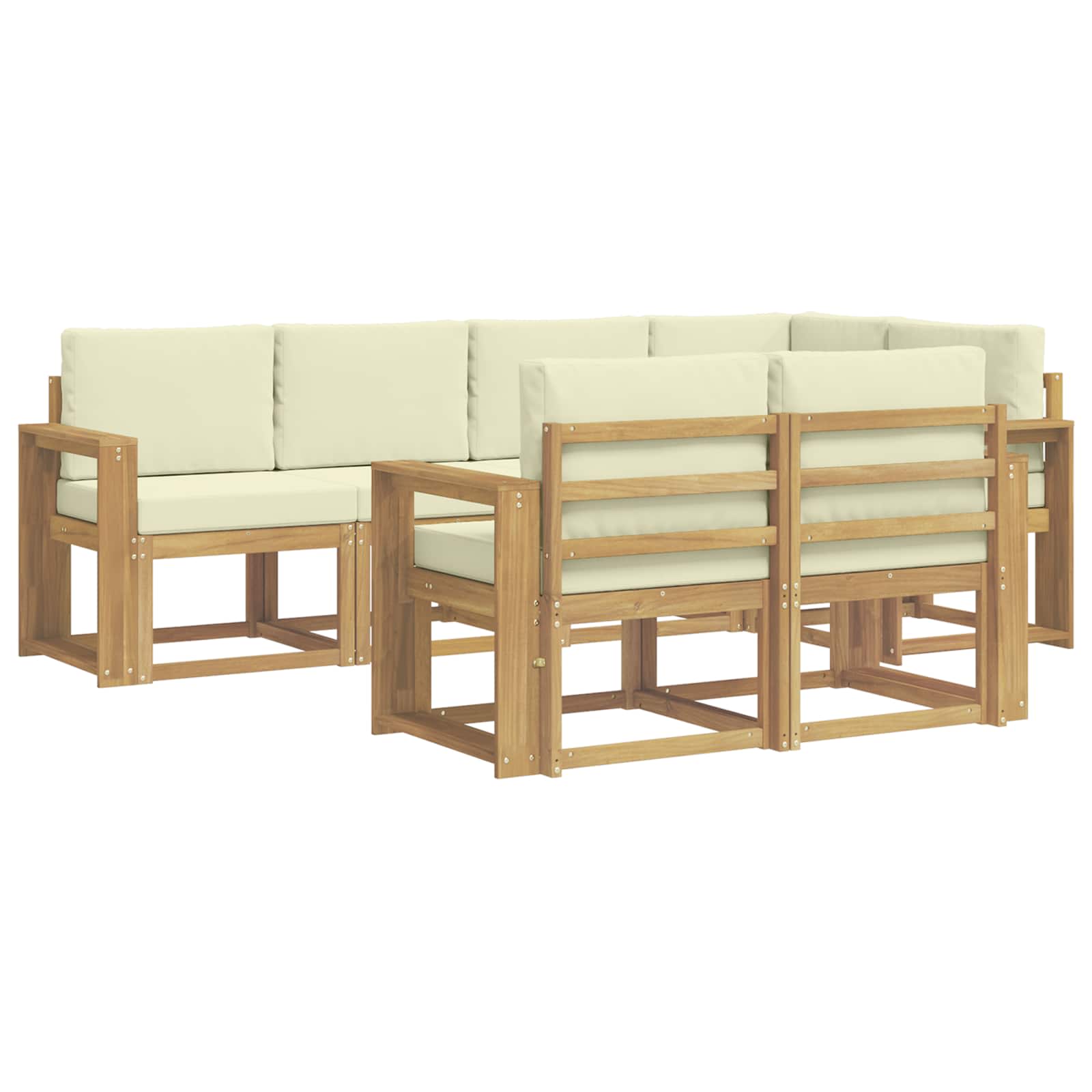 Set vanjskih sofa s jastukom 7 pcs Bijela i krem Poliester