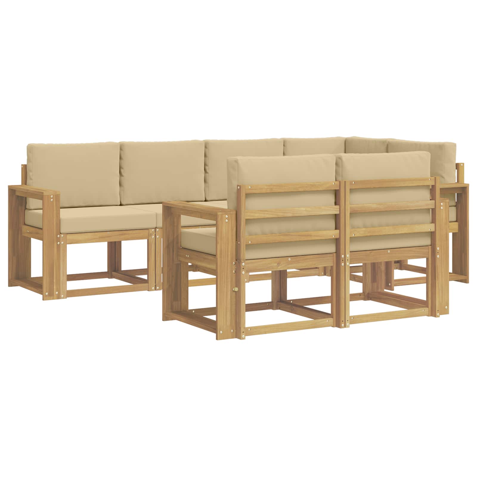 Set vanjskih sofa s jastukom 7 pcs Bijela i bež Poliester