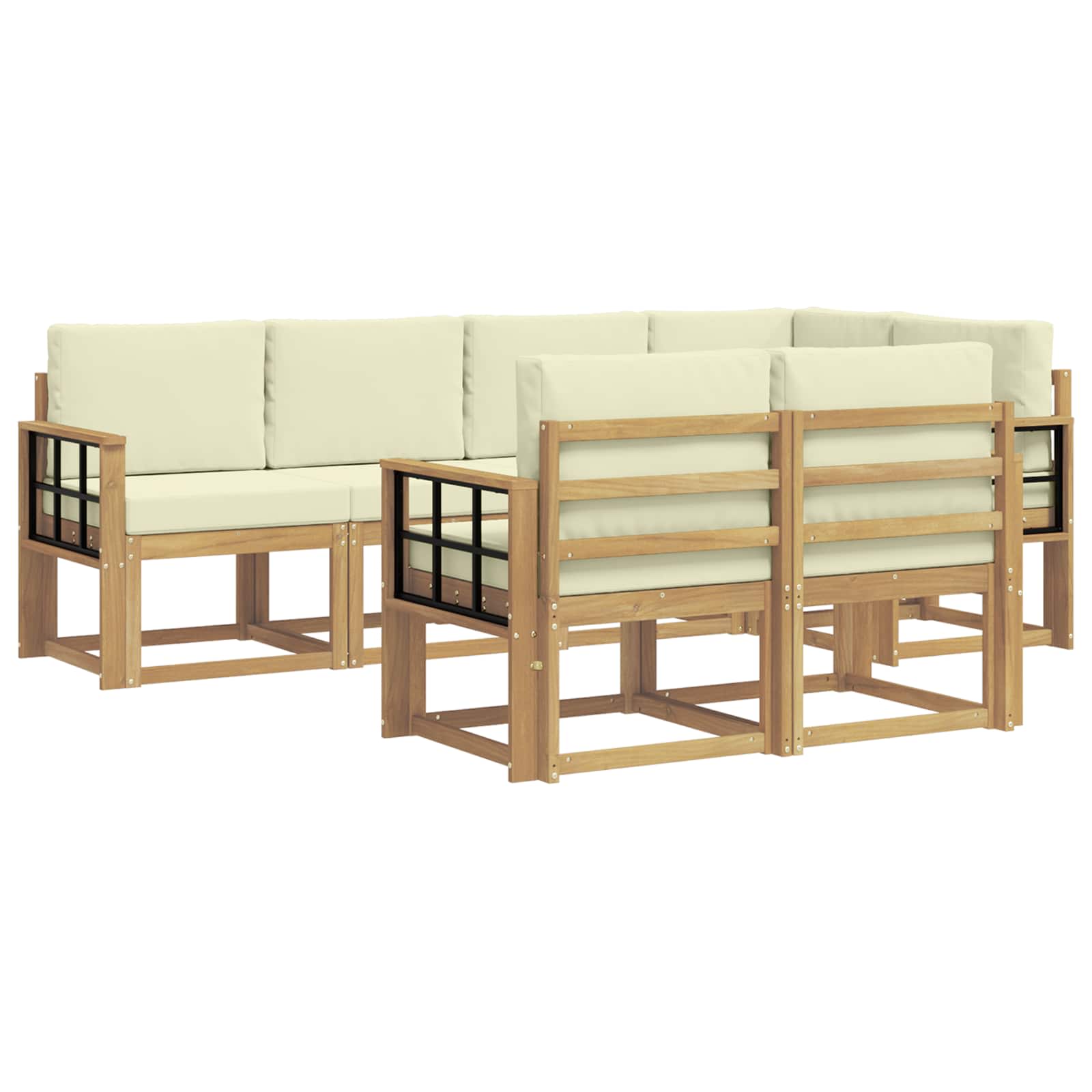 Set vanjskih sofa s jastukom 7 pcs Bijela i krem Poliester
