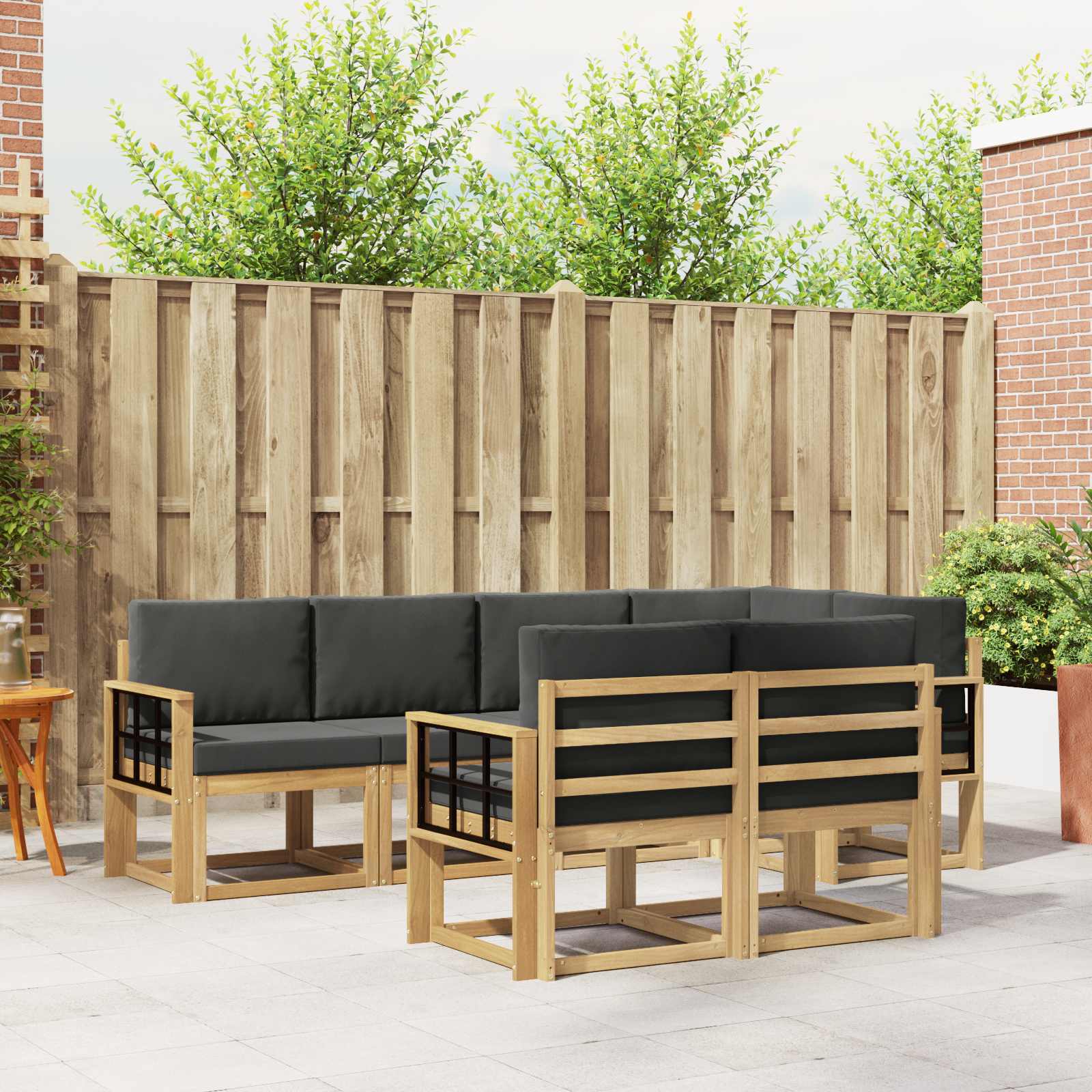 Set vanjskih sofa s jastukom 7 pcs Bijela i antracit Poliester