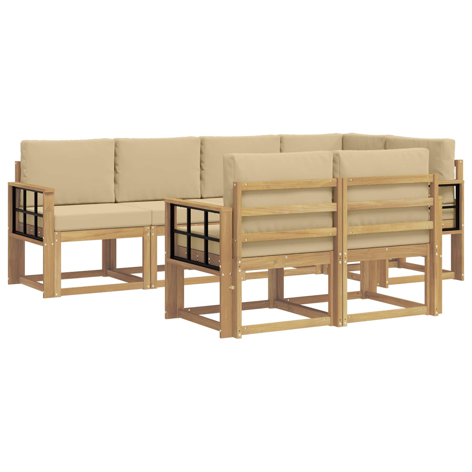 Set vanjskih sofa s jastukom 7 pcs Bijela i bež Poliester