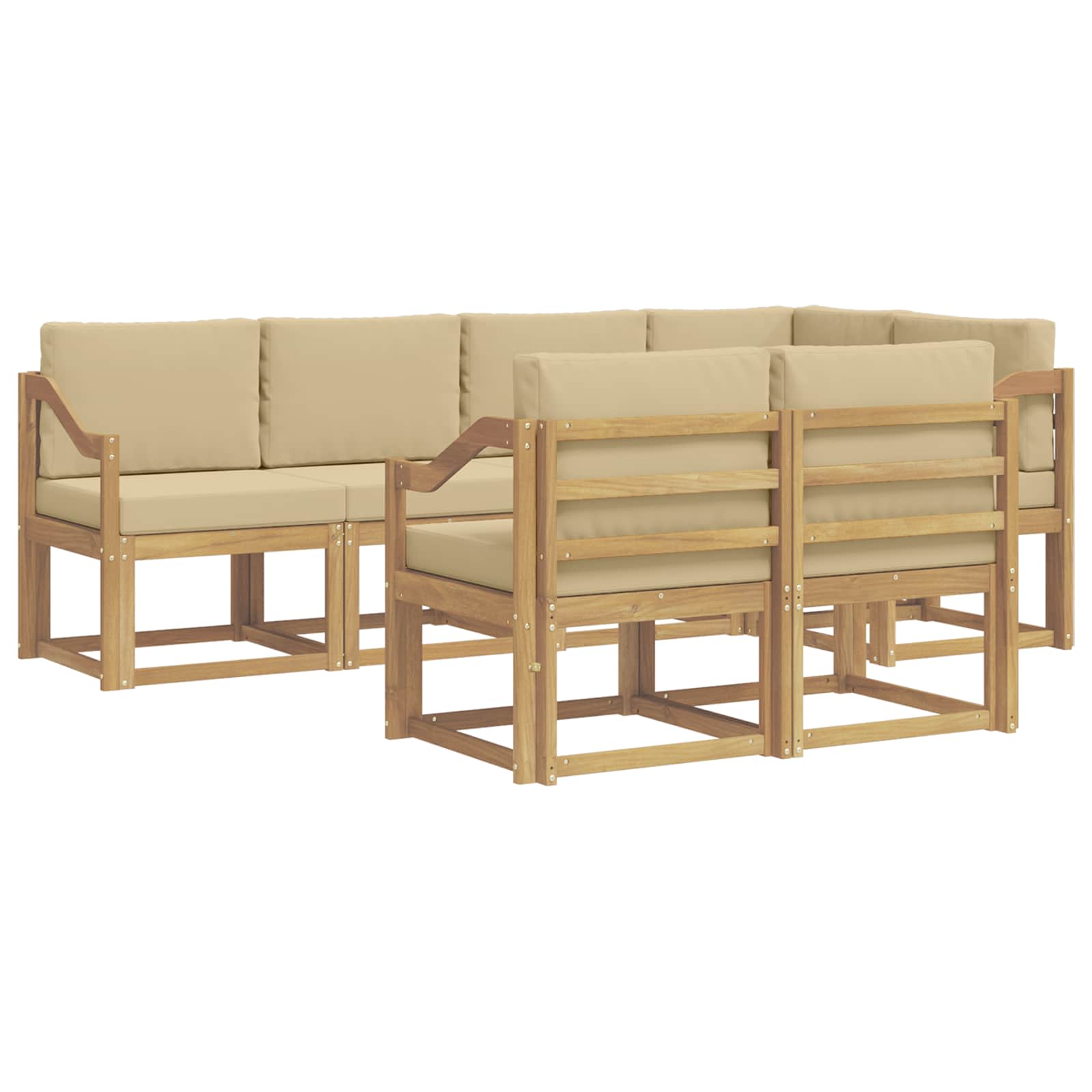 Set vanjskih sofa s jastukom 7 pcs Bijela i bež Poliester