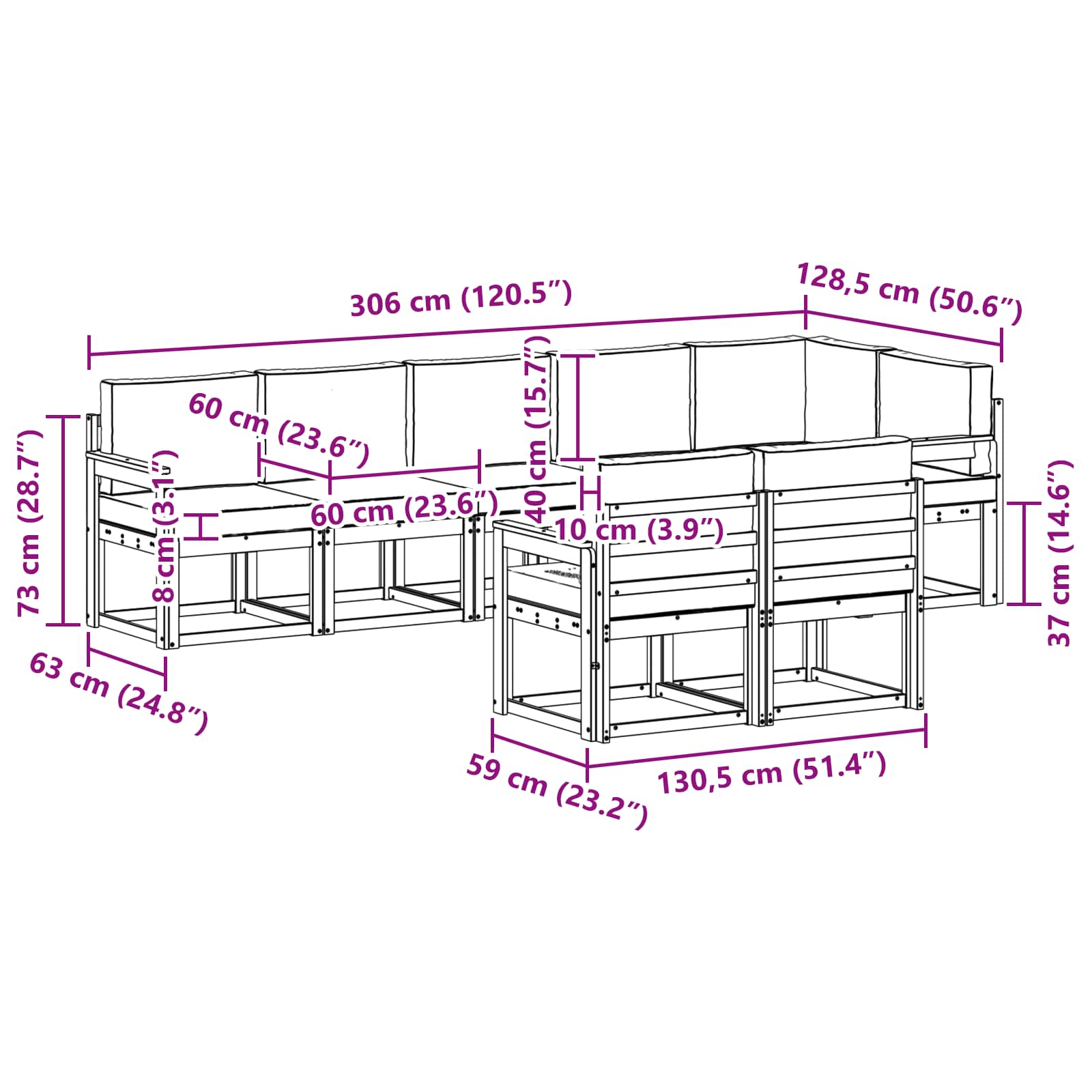 Set vanjskih sofa s jastukom 8 pcs Bijela i antracit Poliester