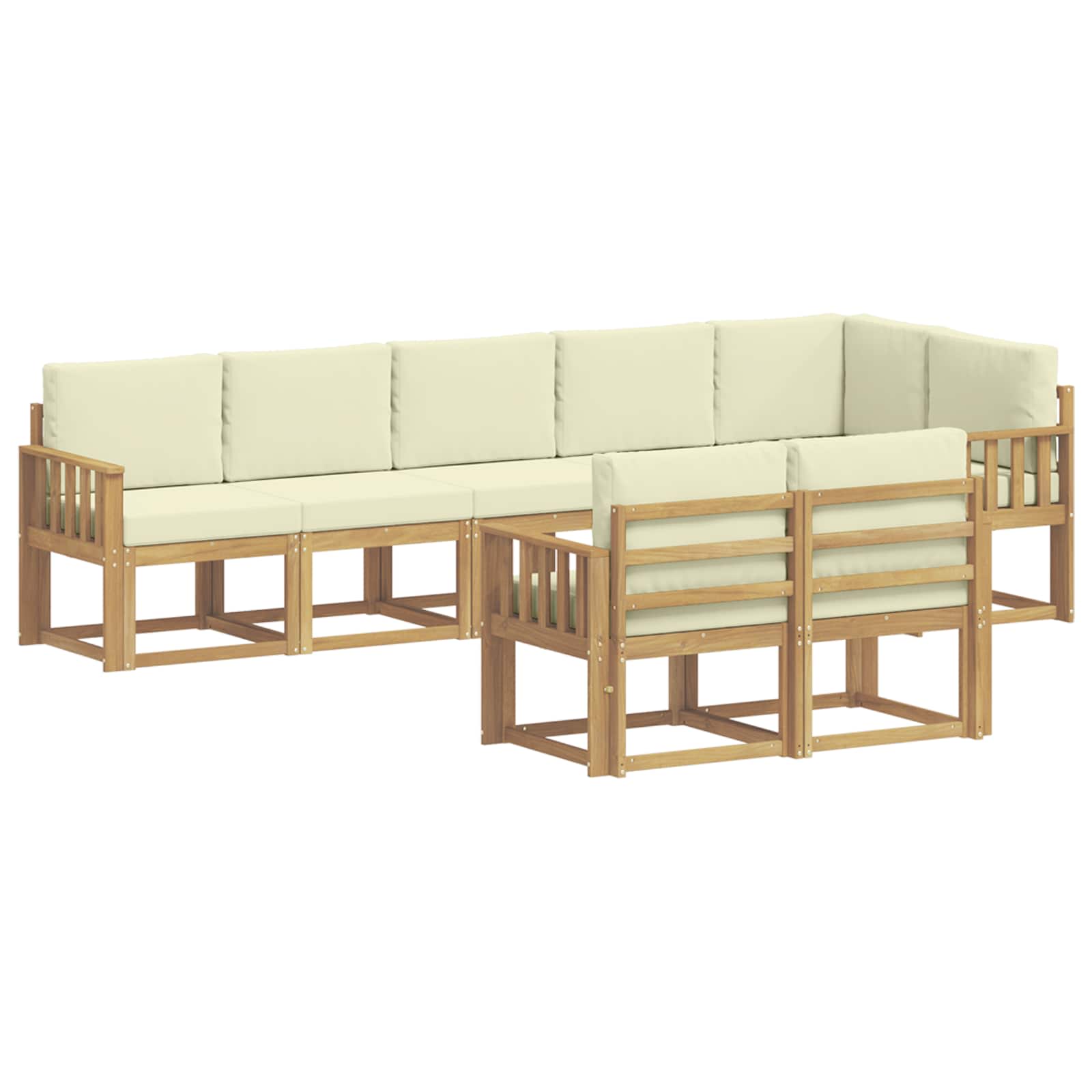 Set vanjskih sofa s jastukom 8 pcs Bijela i krem Poliester