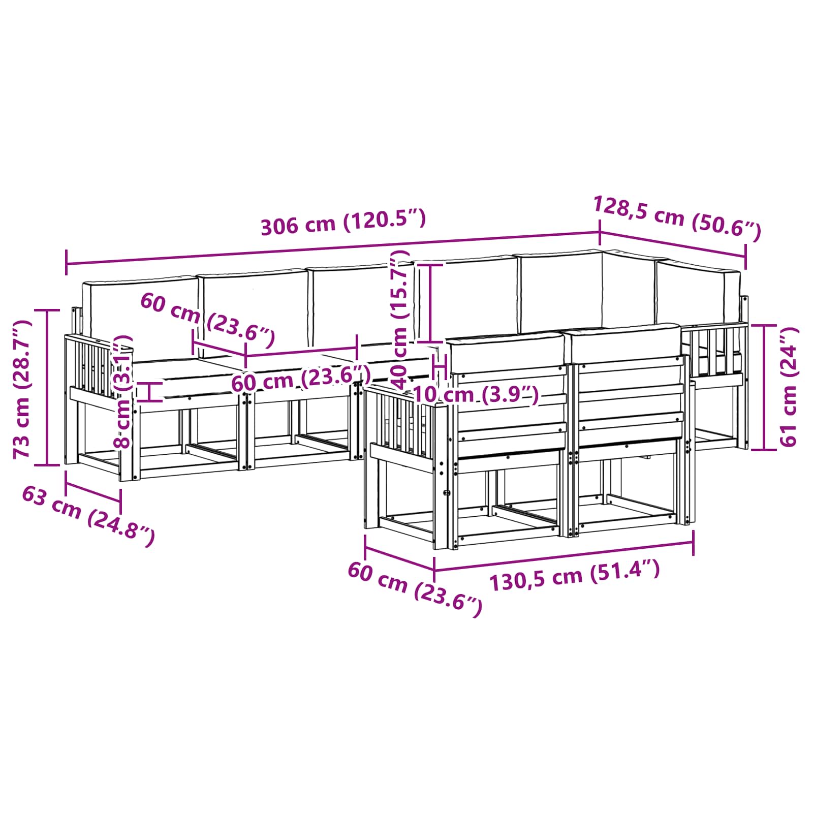 Set vanjskih sofa s jastukom 8 pcs Bijela i krem Poliester