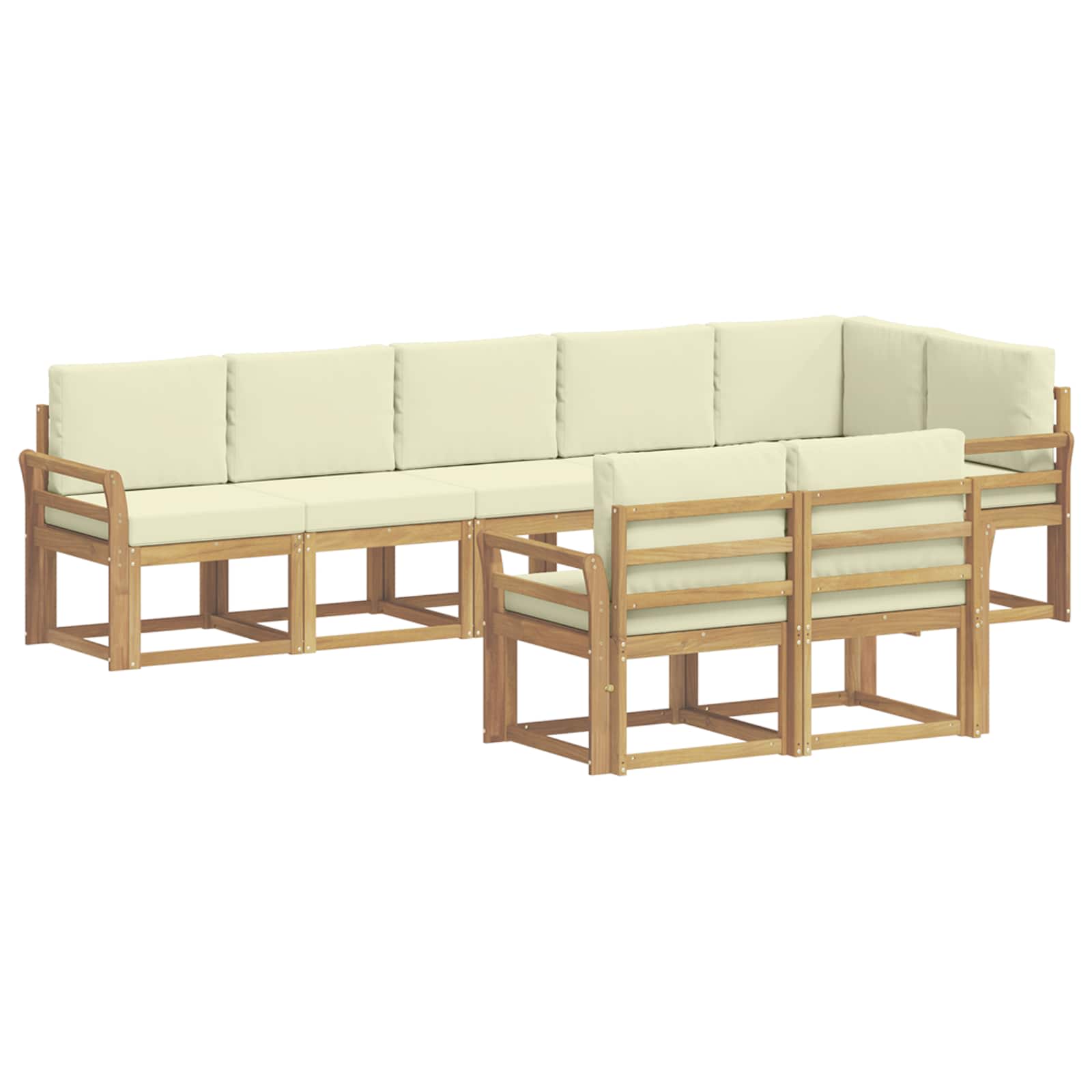 Set vanjskih sofa s jastukom 8 pcs Bijela i krem Poliester