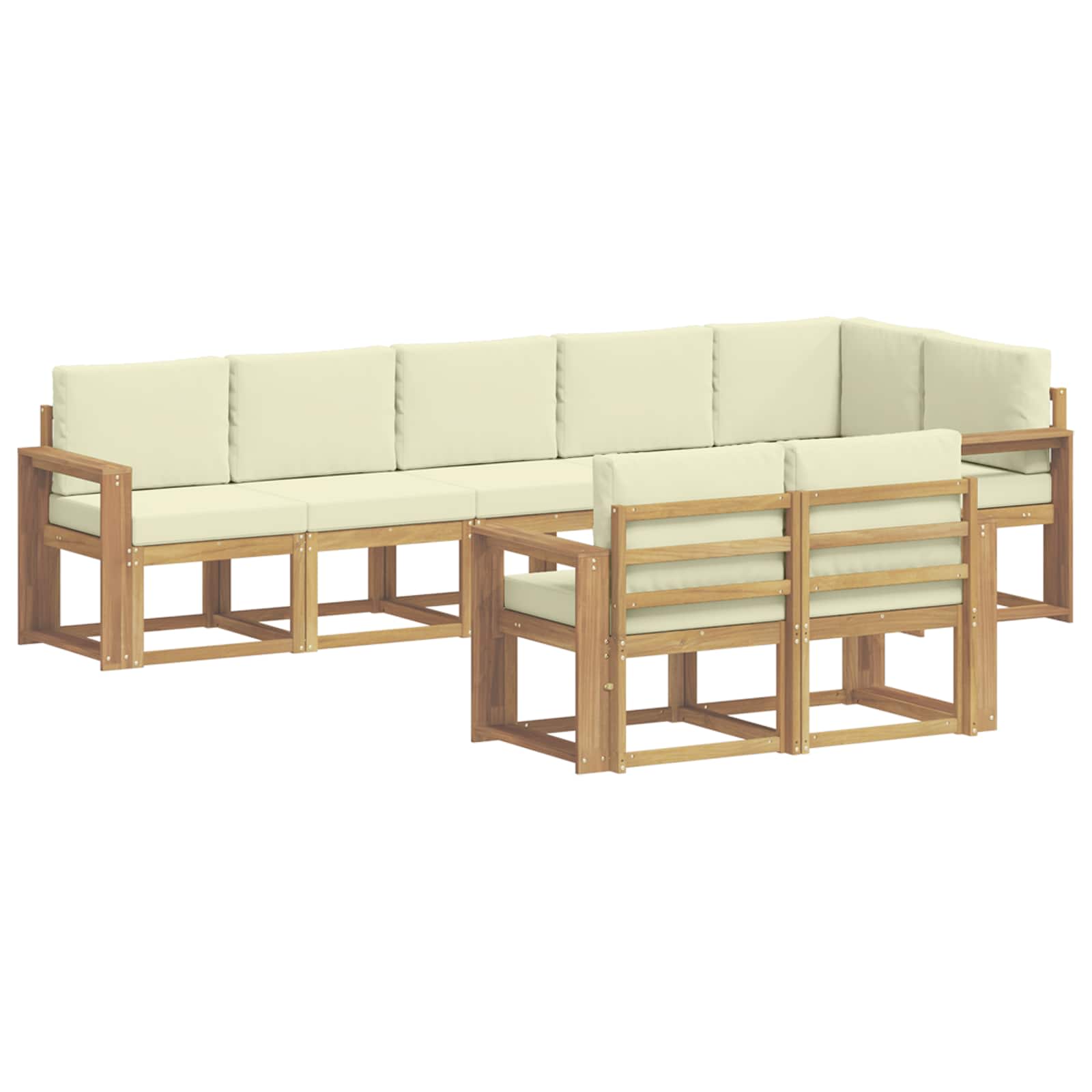 Set vanjskih sofa s jastukom 8 pcs Bijela i krem Poliester