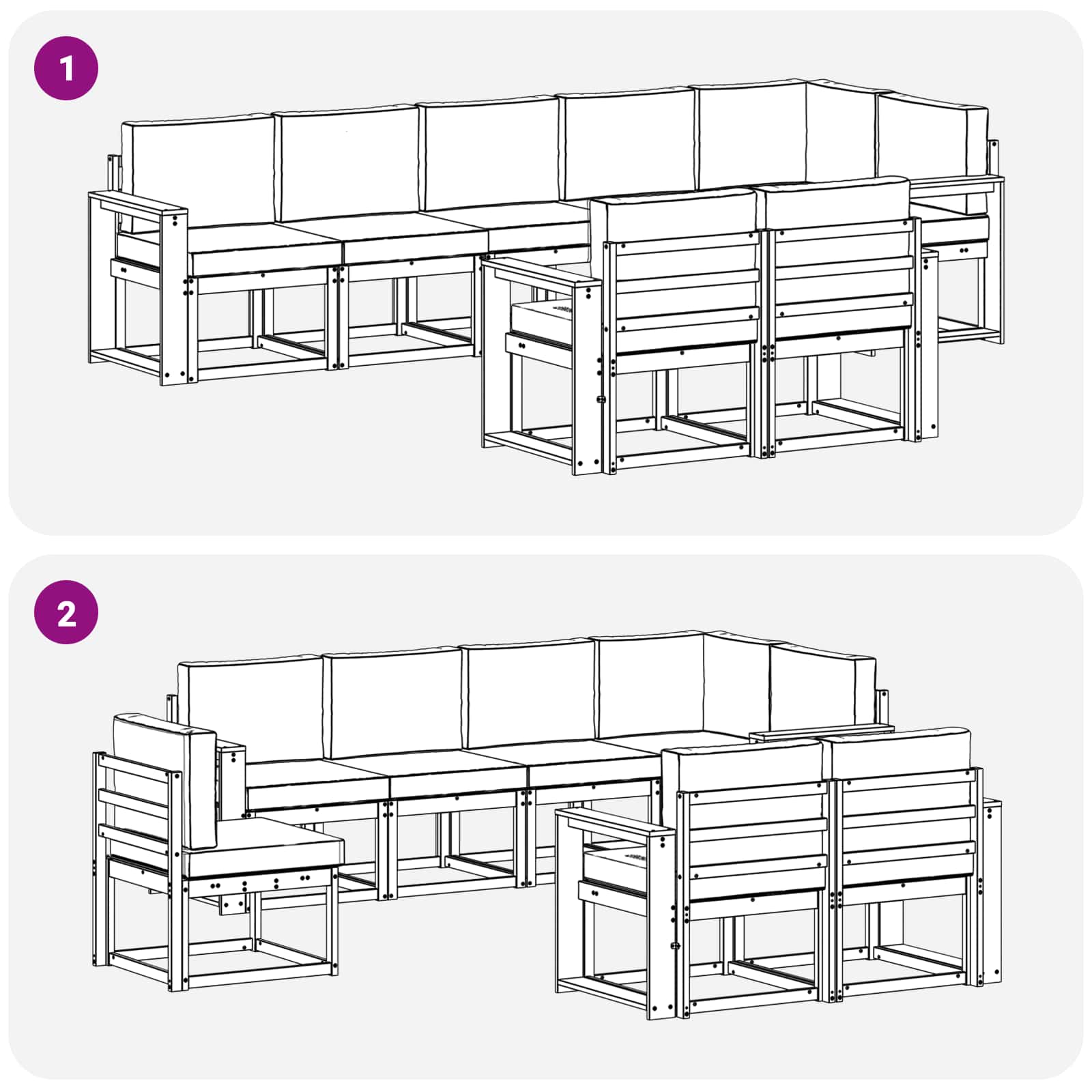 Set vanjskih sofa s jastukom 8 pcs Bijela i antracit Poliester