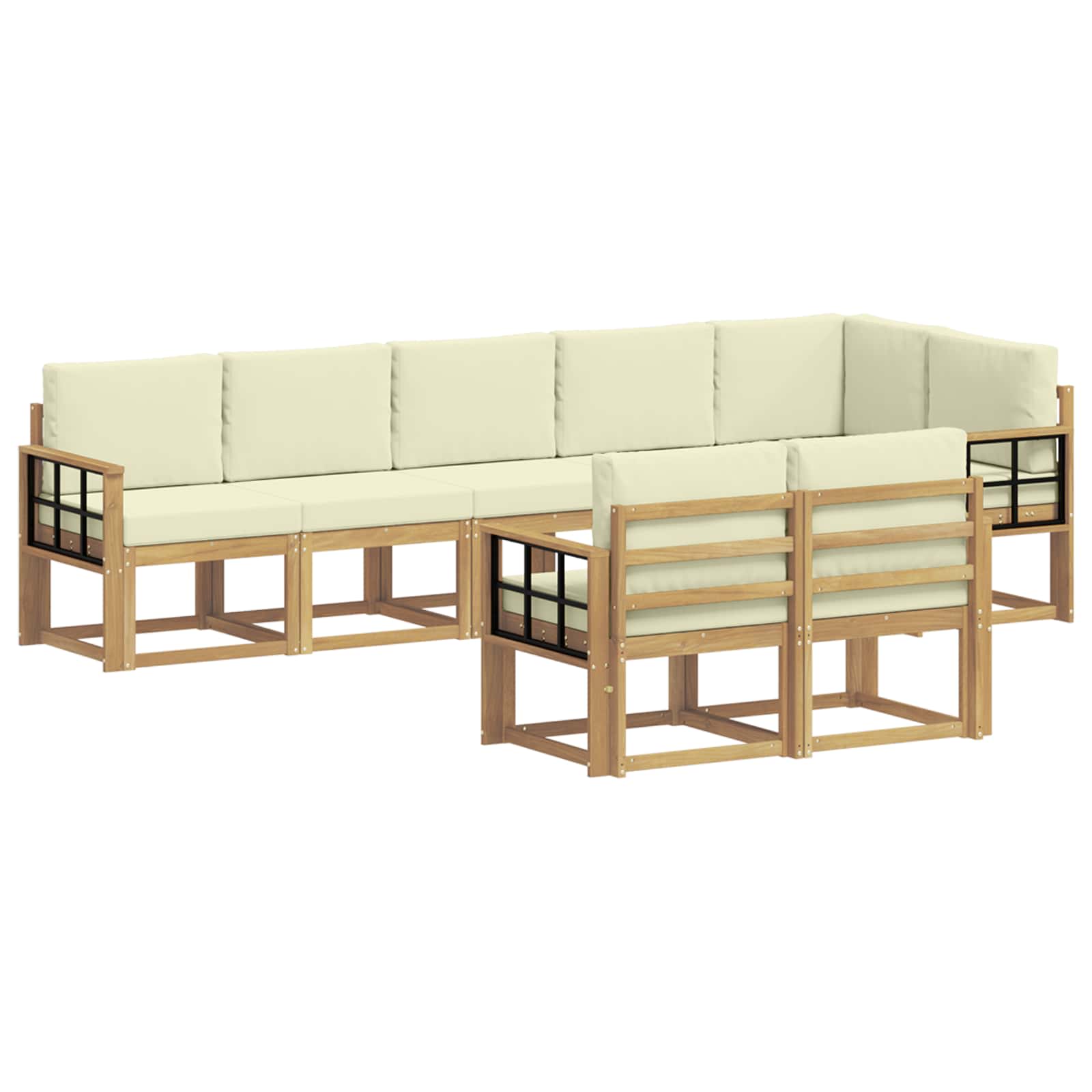 Set vanjskih sofa s jastukom 8 pcs Bijela i krem Poliester