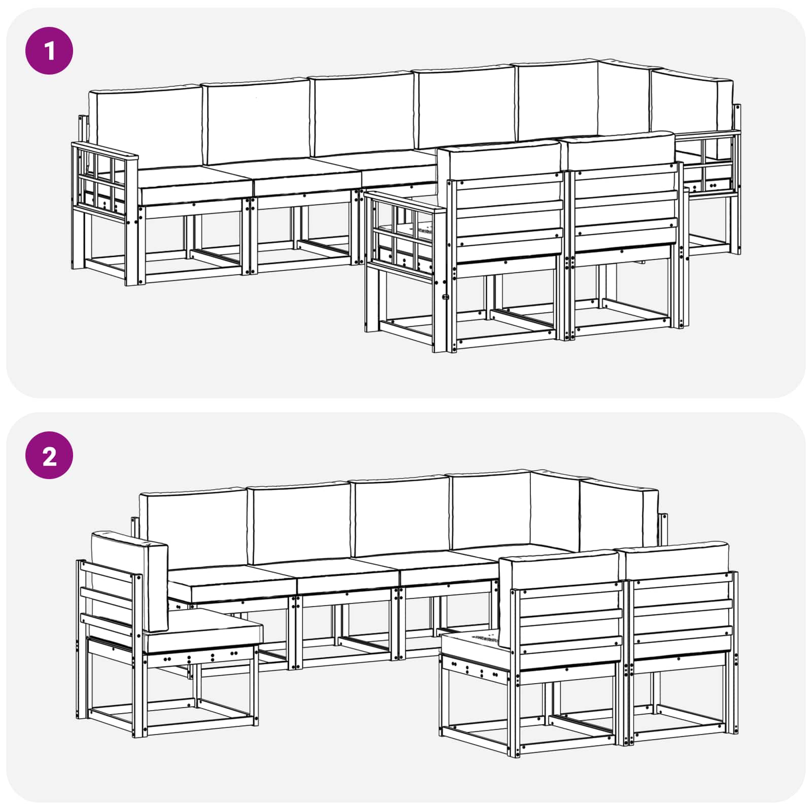 Set vanjskih sofa s jastukom 8 pcs Bijela i bež Poliester