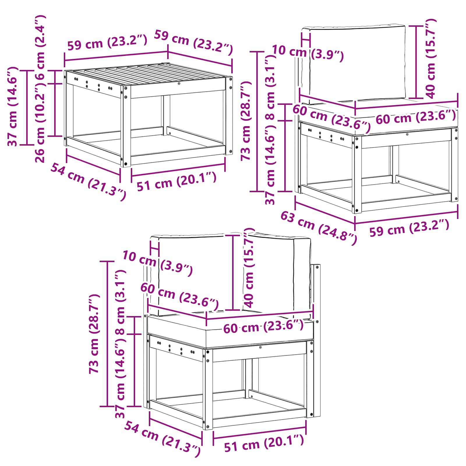 Set vanjskih sofa s jastukom 9 pcs Bijela i krem Poliester