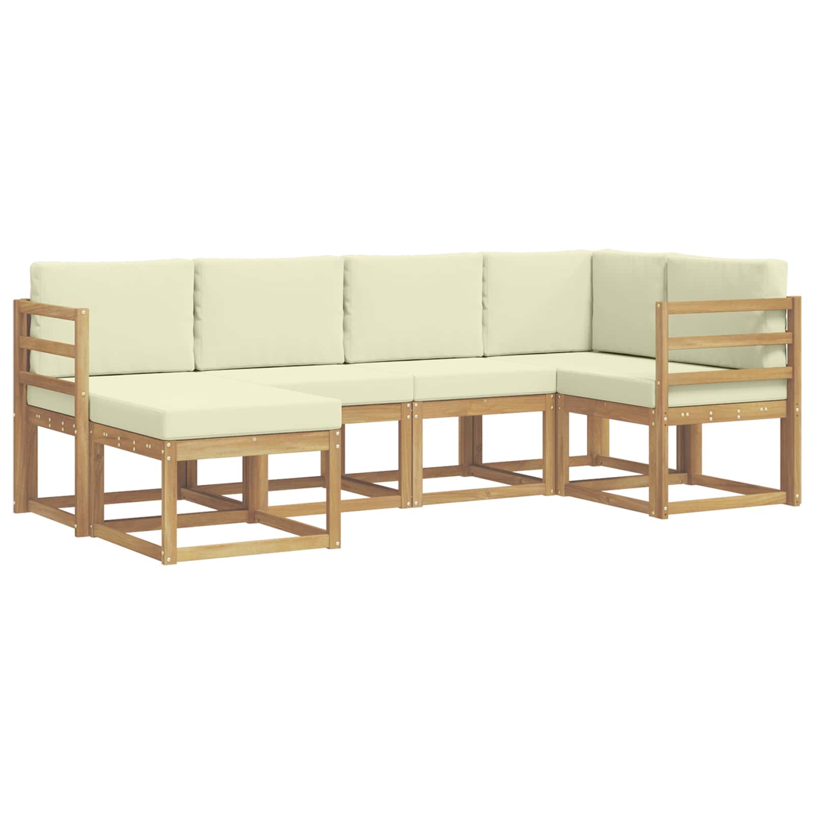 Set vanjskih sofa s jastukom 6 pcs Bijela i krem Poliester