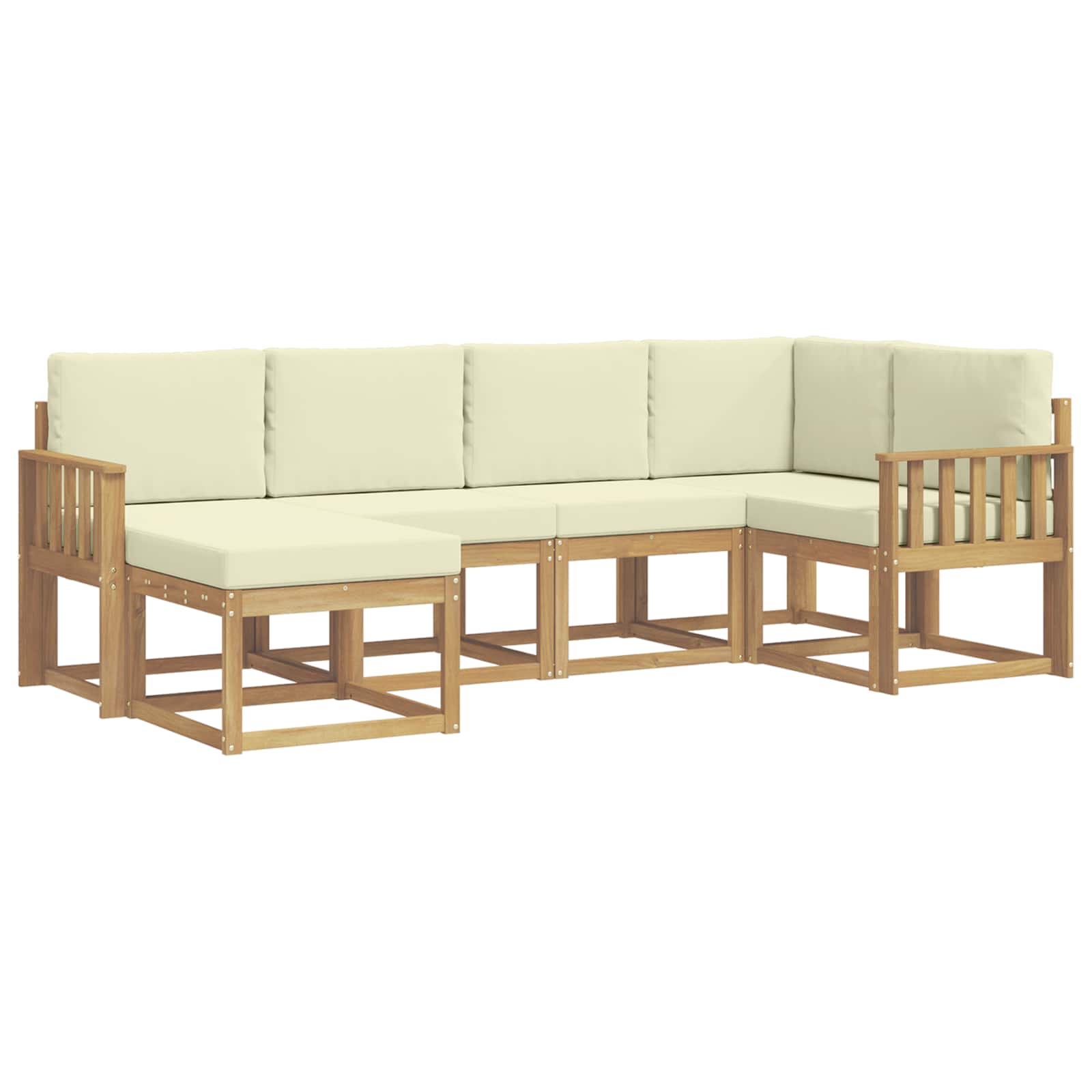 Set vanjskih sofa s jastukom 6 pcs Bijela i krem Poliester