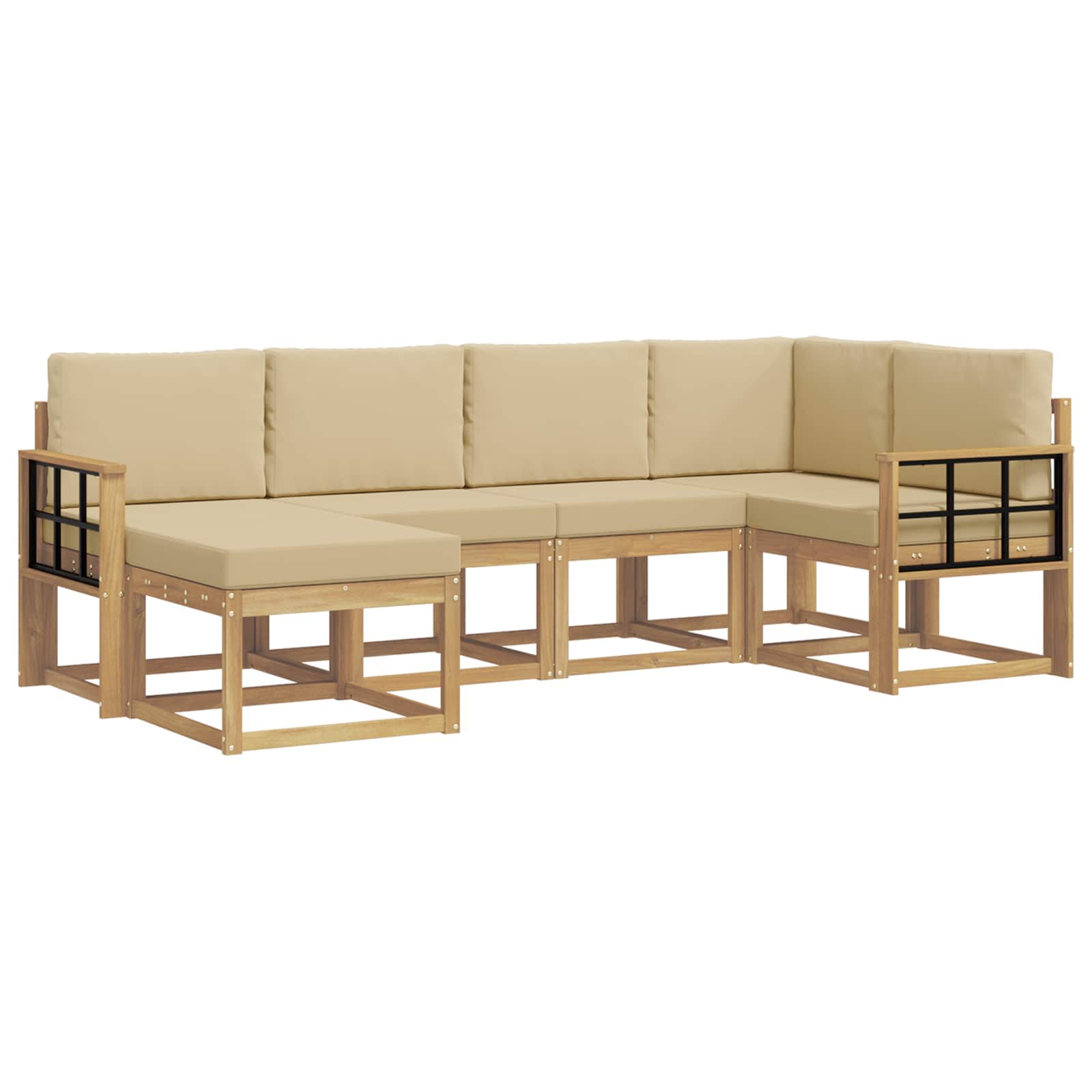Set vanjskih sofa s jastukom 6 pcs Bijela i bež Poliester