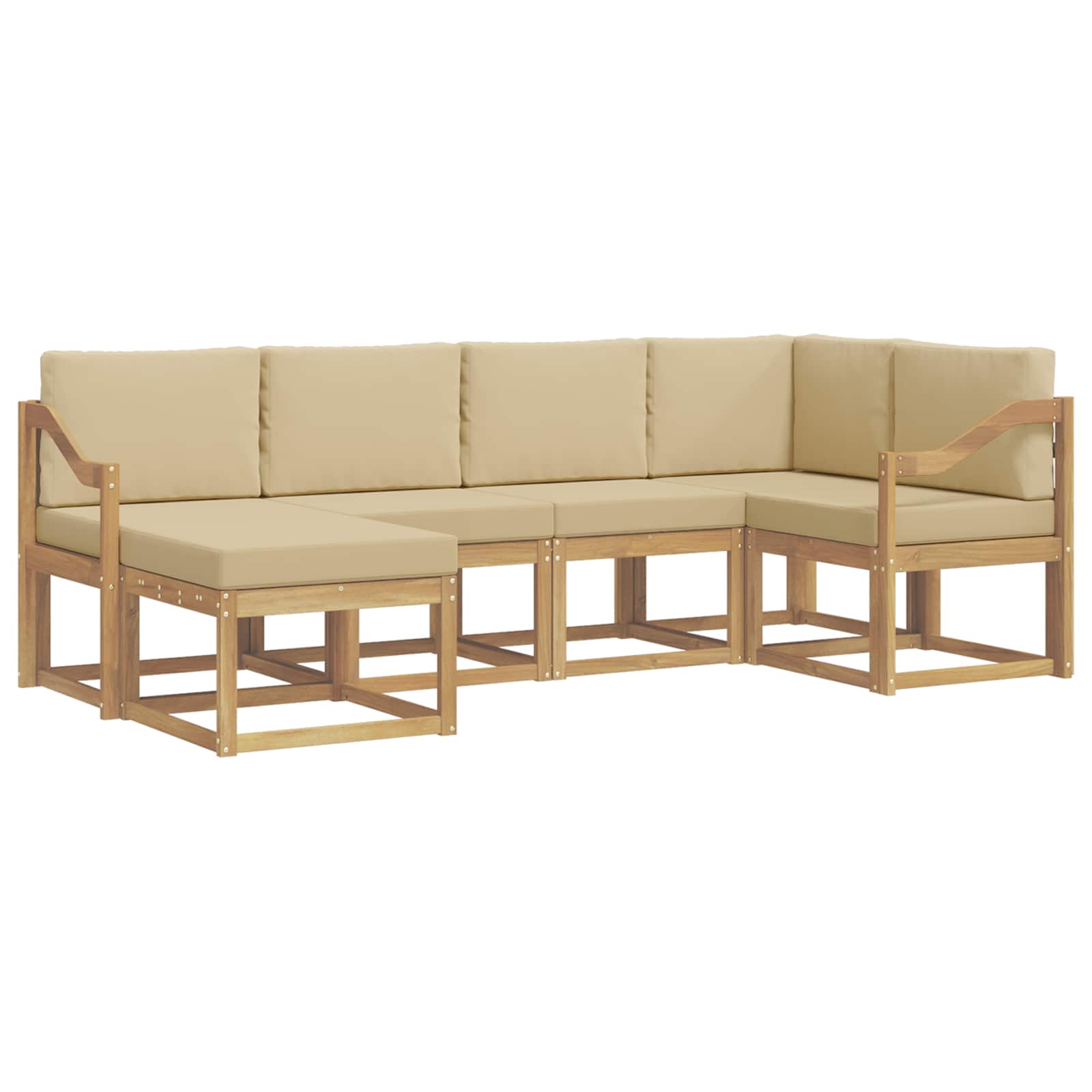Set vanjskih sofa s jastukom 6 pcs Bijela i bež Poliester