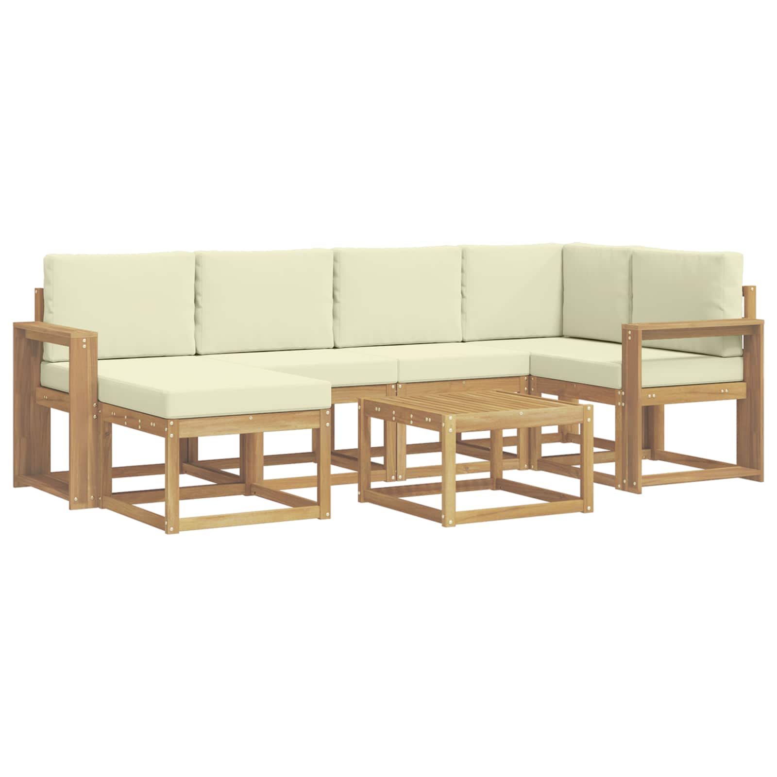 Set vanjskih sofa 7 pcs Bijela i krem Čvrsto drvo akacije