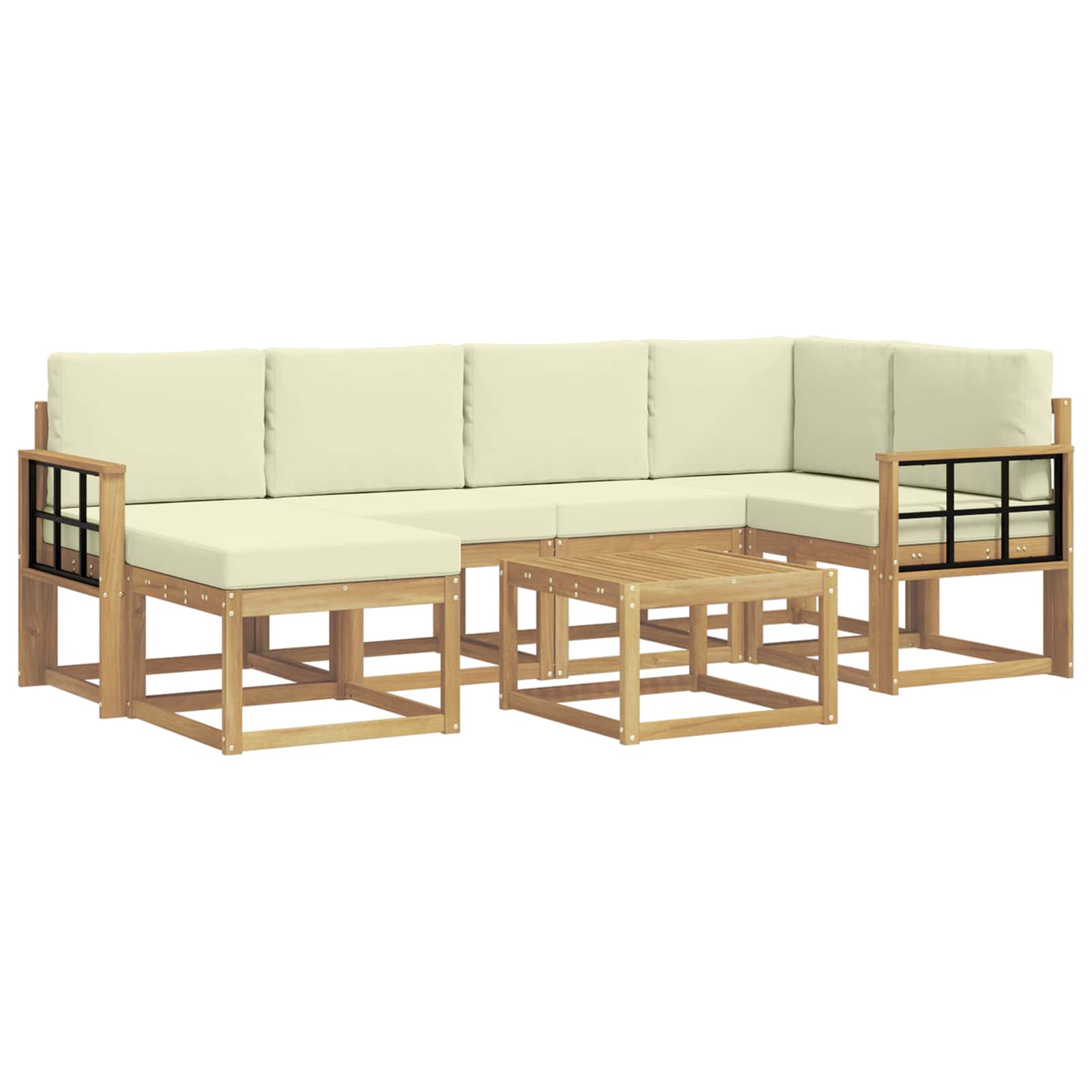 Set vanjskih sofa 7 pcs Bijela i krem Čvrsto drvo akacije