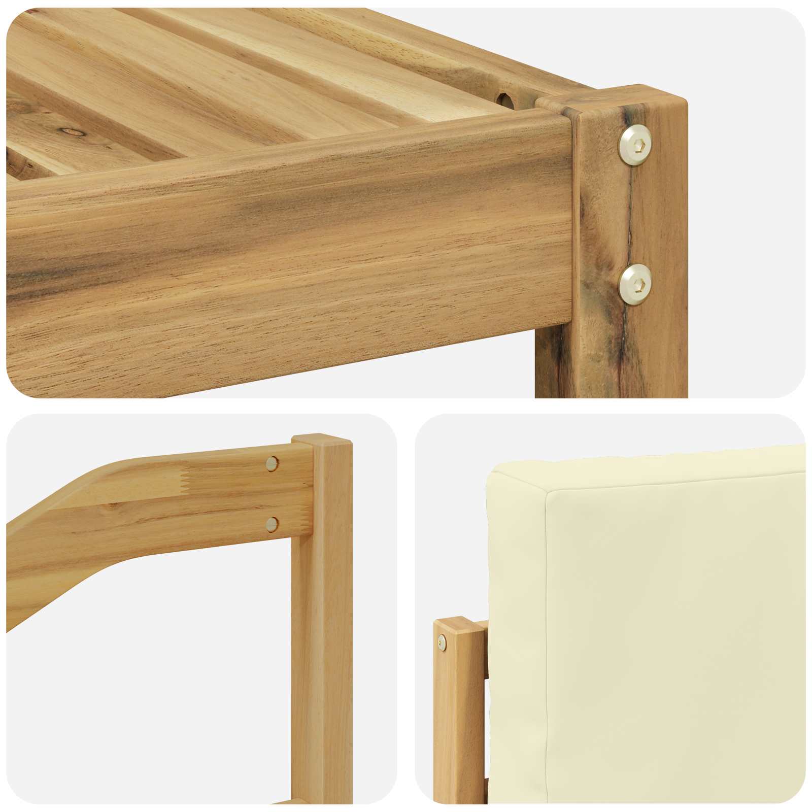 Set vanjskih sofa 7 pcs Bijela i krem Čvrsto drvo akacije