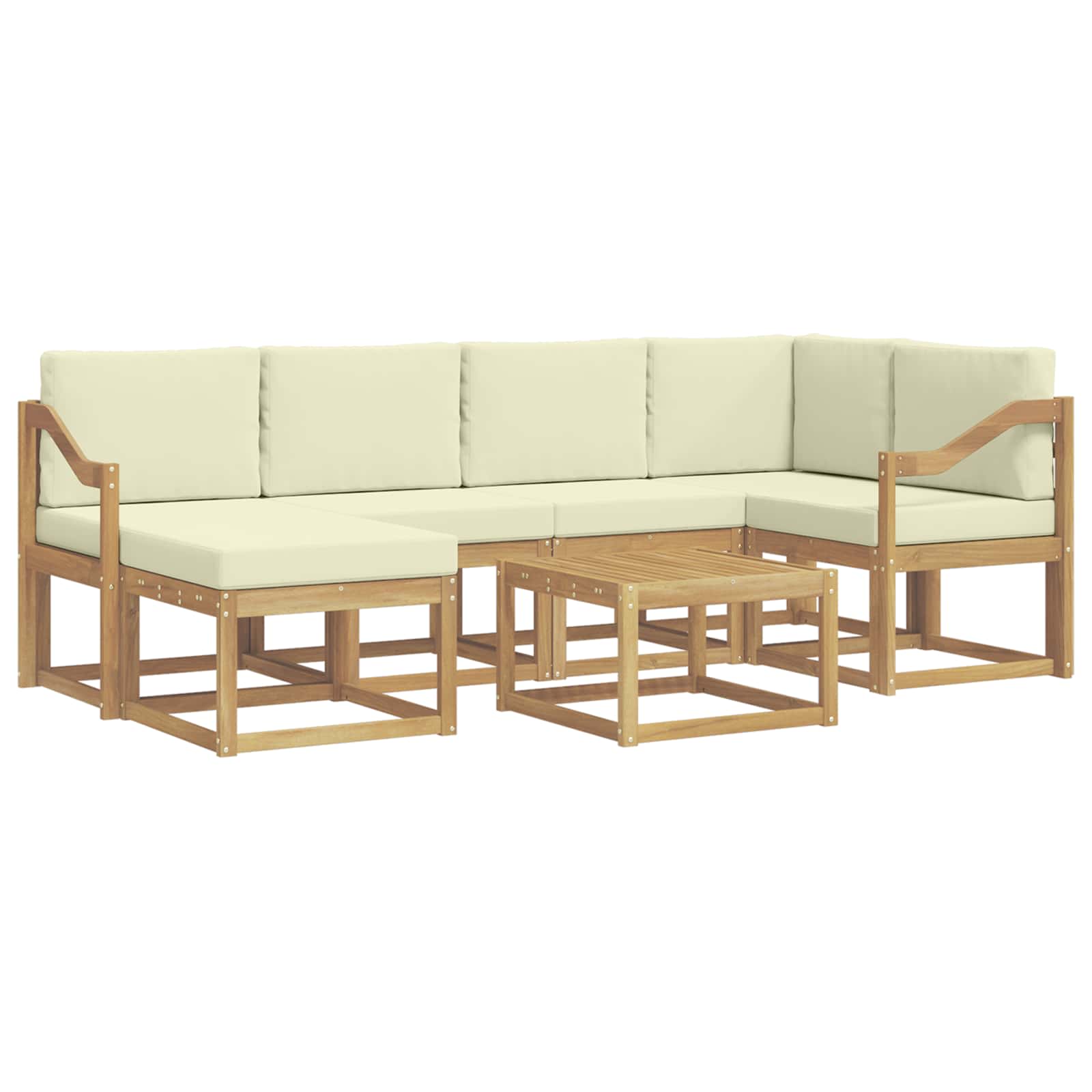Set vanjskih sofa 7 pcs Bijela i krem Čvrsto drvo akacije