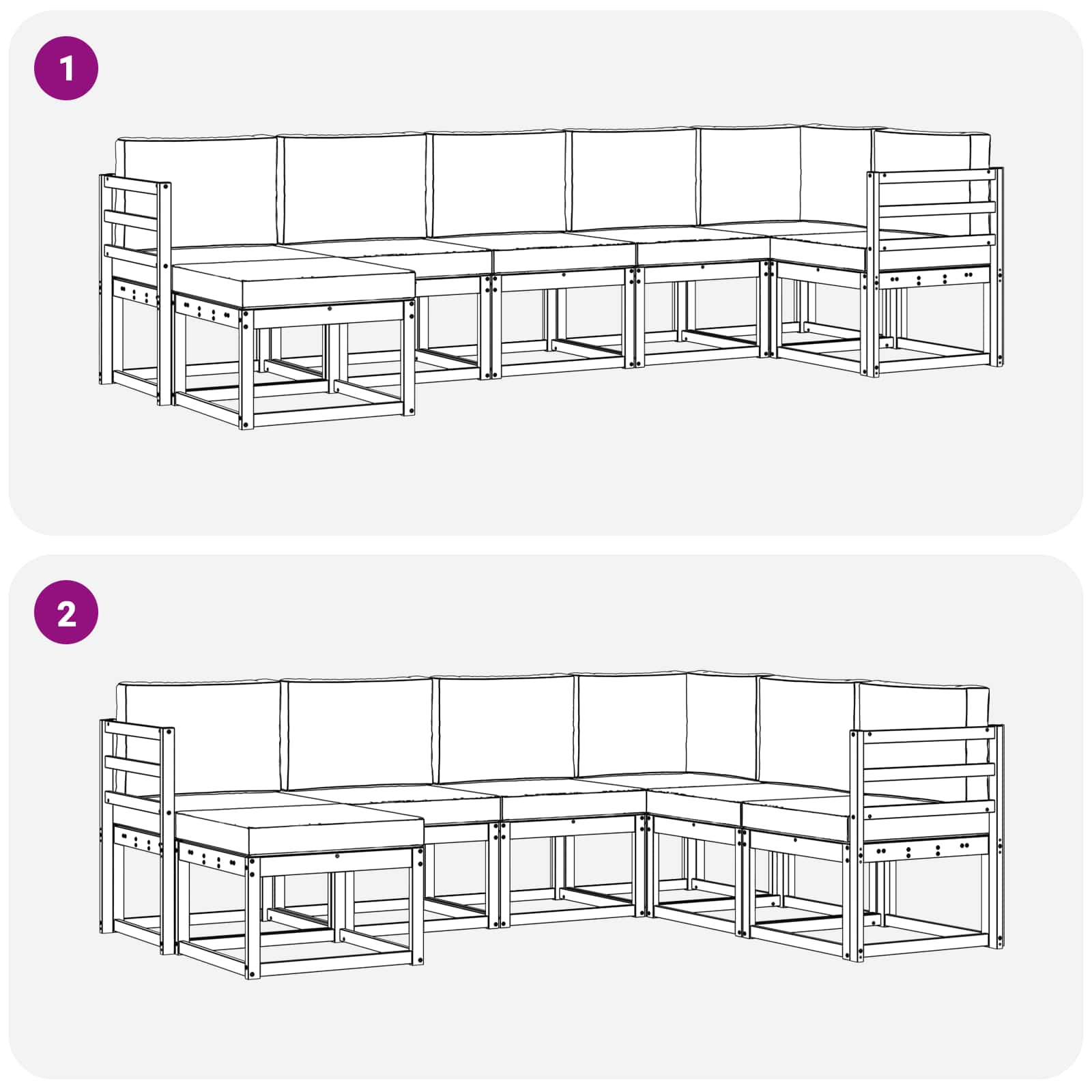 Set vanjskih sofa s jastukom 7 pcs Bijela i krem Poliester