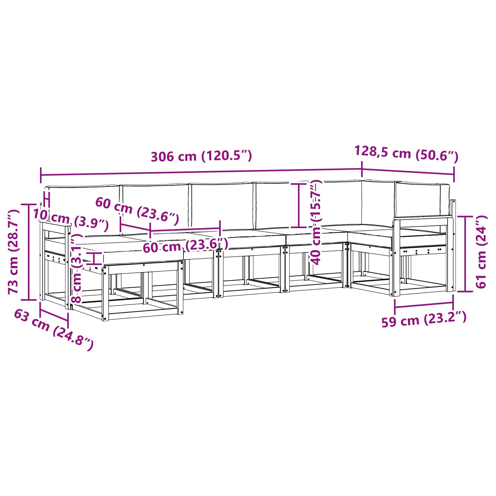 Set vanjskih sofa s jastukom 7 pcs Bijela i krem Poliester