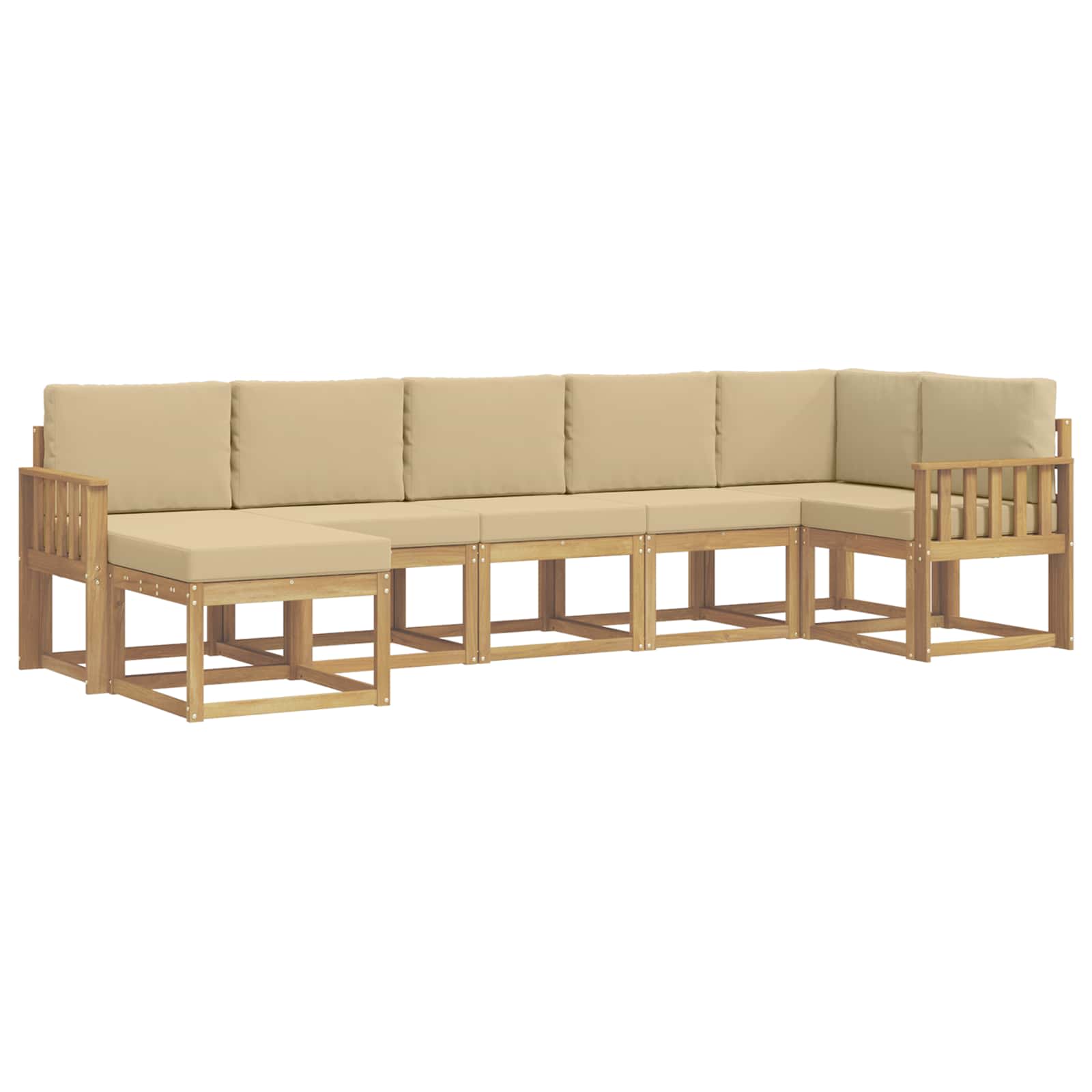 Set vanjskih sofa s jastukom 7 pcs Bijela i bež Poliester