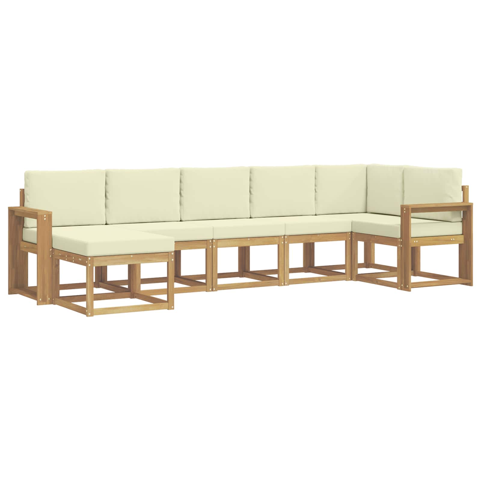 Set vanjskih sofa s jastukom 7 pcs Bijela i krem Poliester