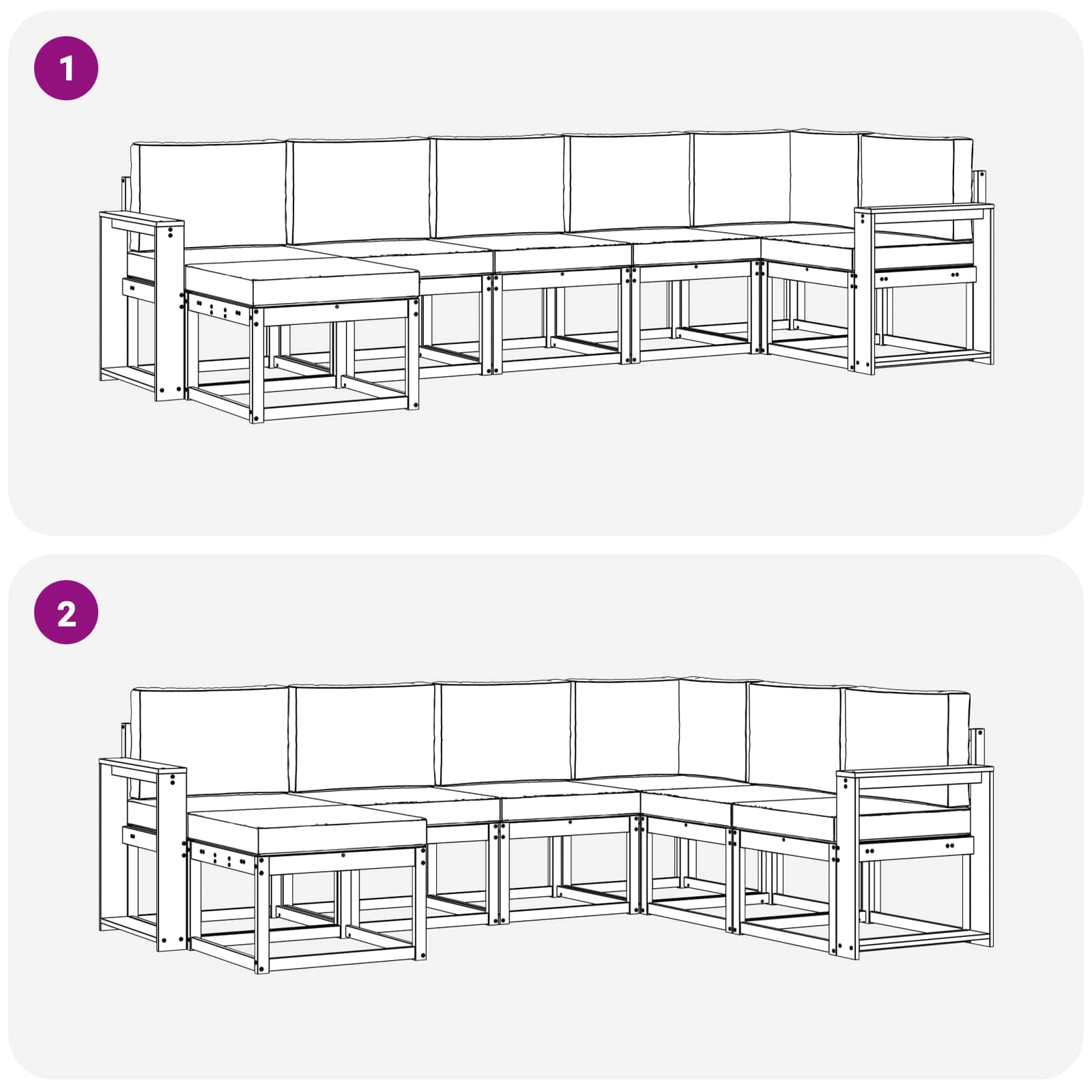 Set vanjskih sofa s jastukom 7 pcs Bijela i krem Poliester