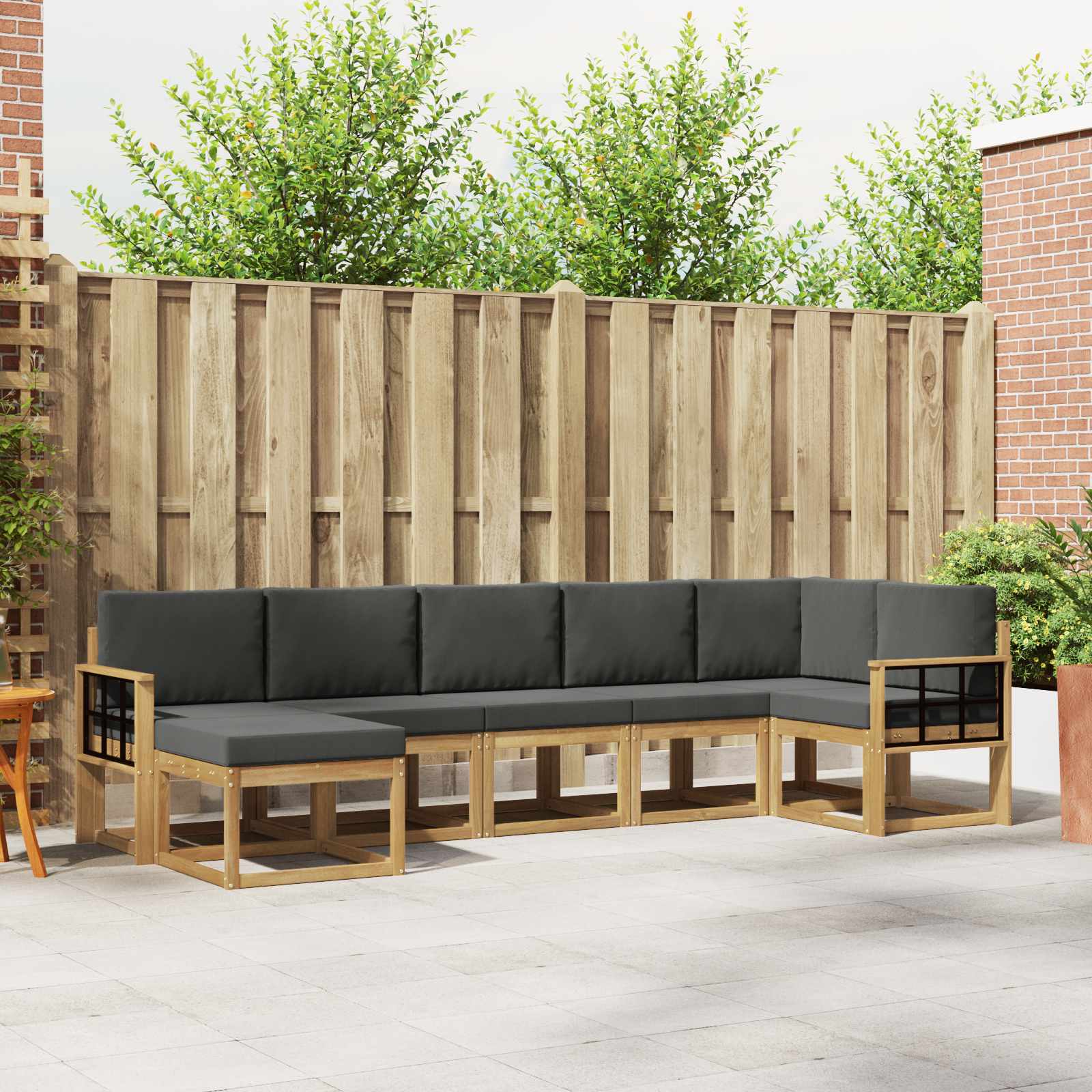Set vanjskih sofa s jastukom 7 pcs Bijela i antracit Poliester