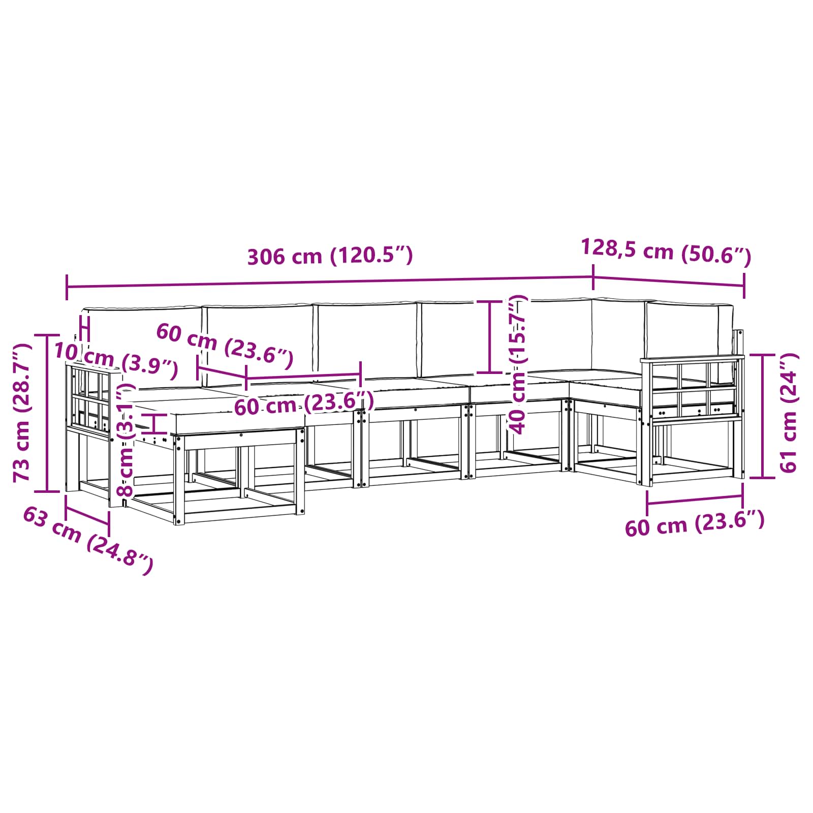 Set vanjskih sofa s jastukom 7 pcs Bijela i antracit Poliester