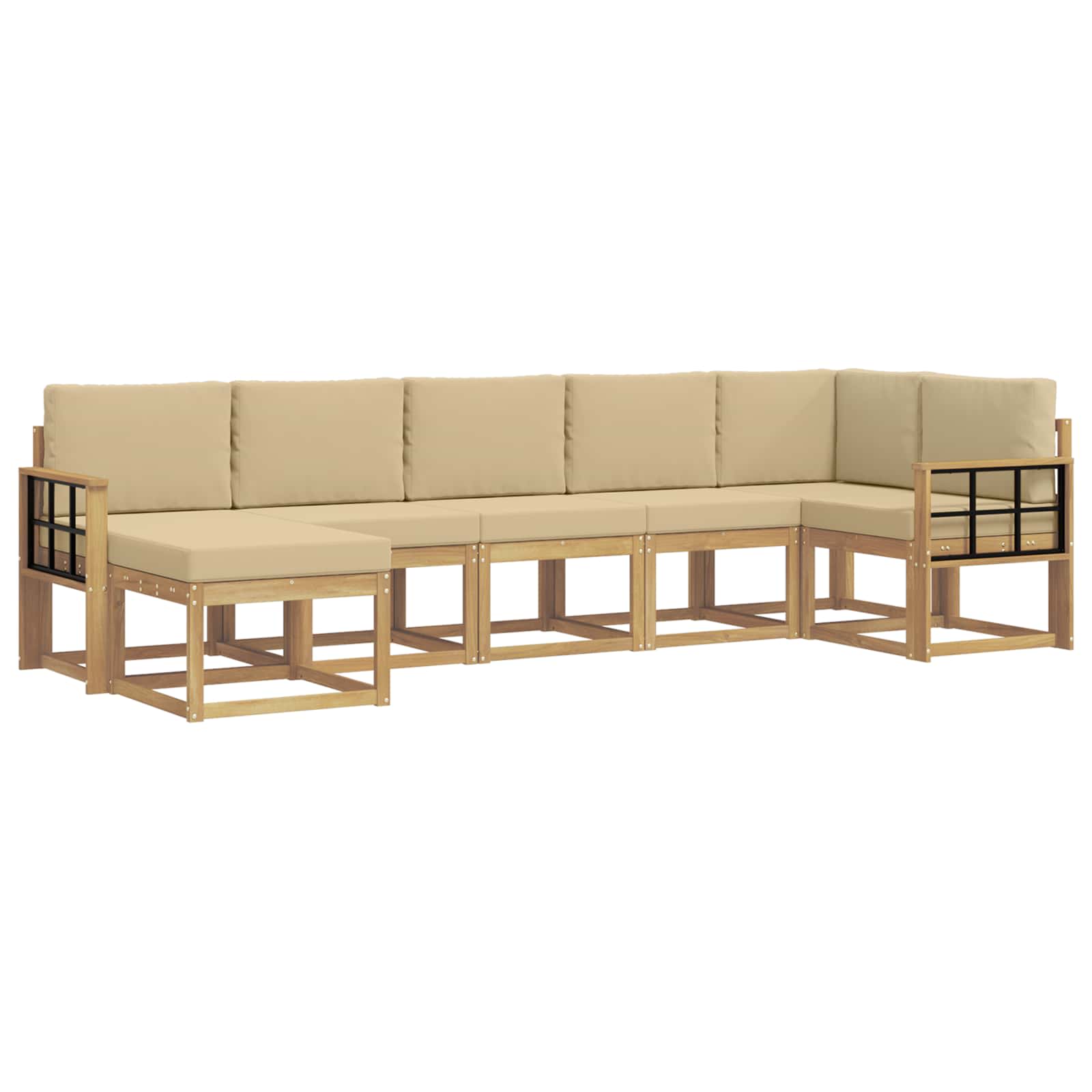 Set vanjskih sofa s jastukom 7 pcs Bijela i bež Poliester