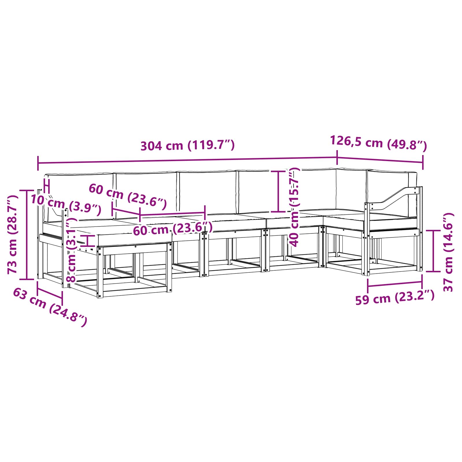 Set vanjskih sofa s jastukom 7 pcs Bijela i krem Poliester