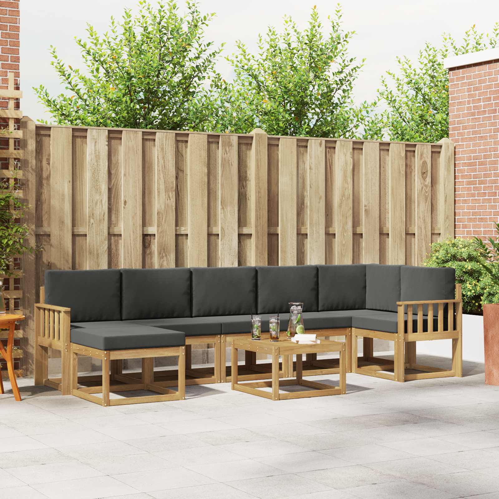 Set vanjskih sofa s jastukom 8 pcs Bijela i antracit Poliester