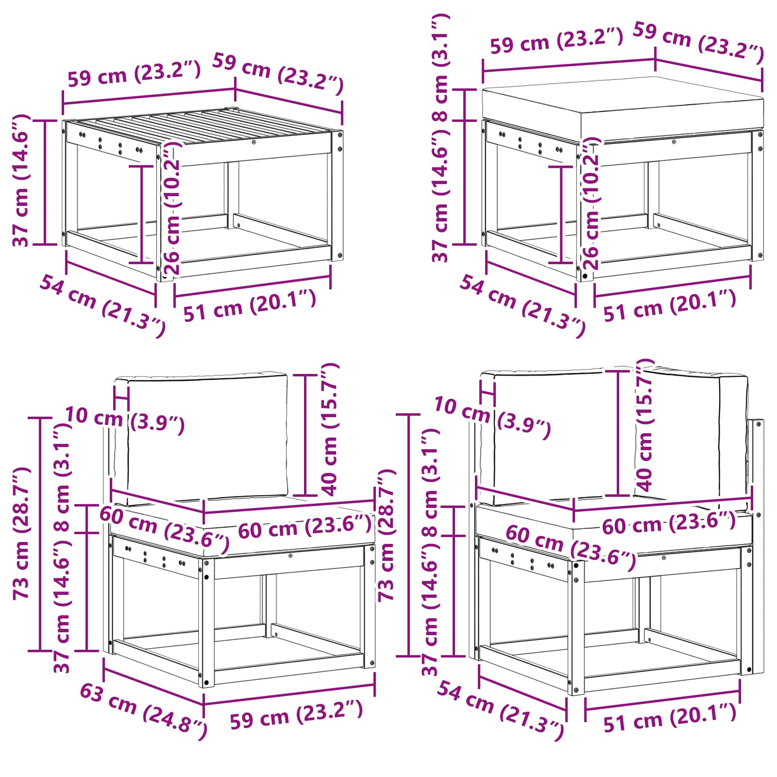 Set vanjskih sofa s jastukom 8 pcs Bijela i antracit Poliester