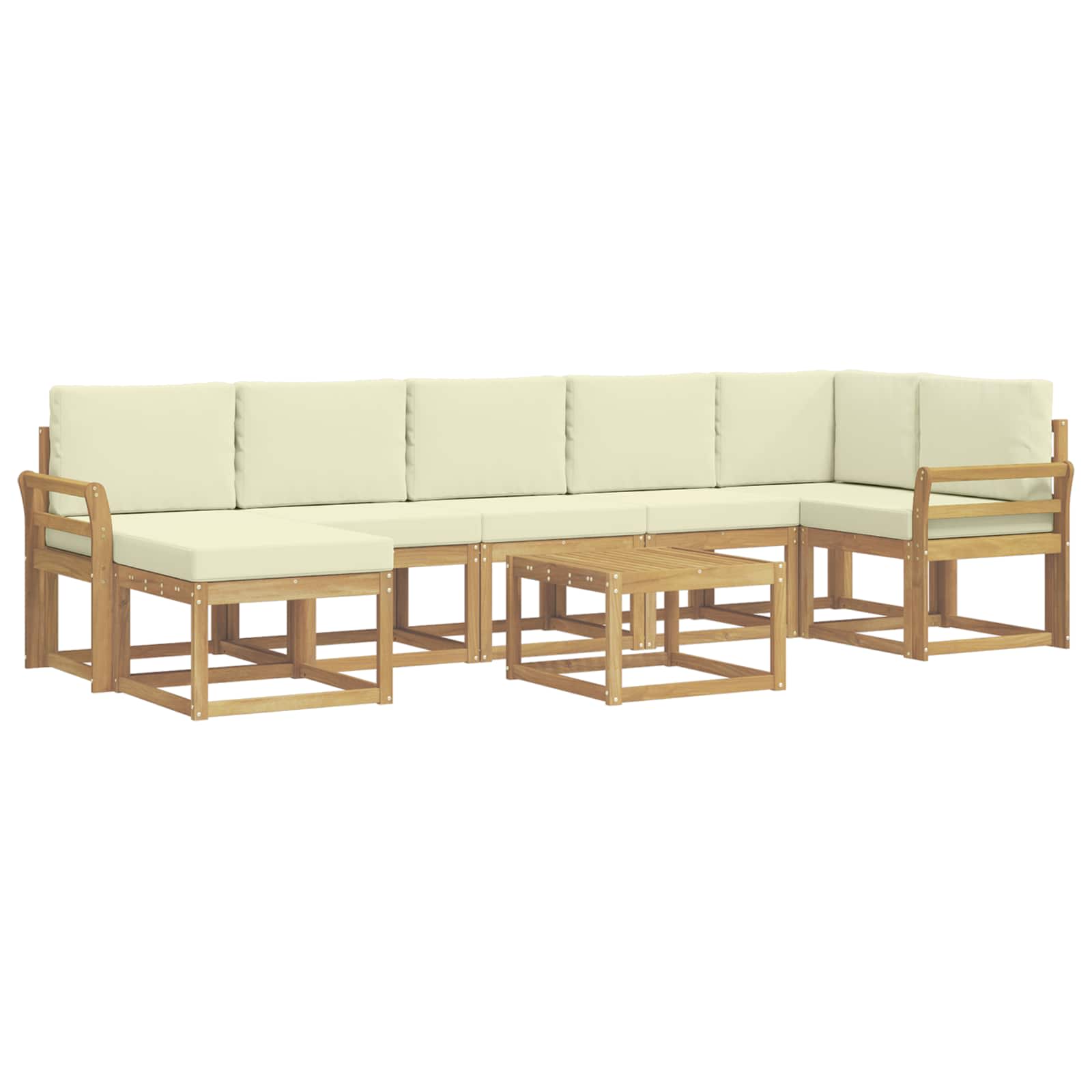 Set vanjskih sofa s jastukom 8 pcs Bijela i krem Poliester