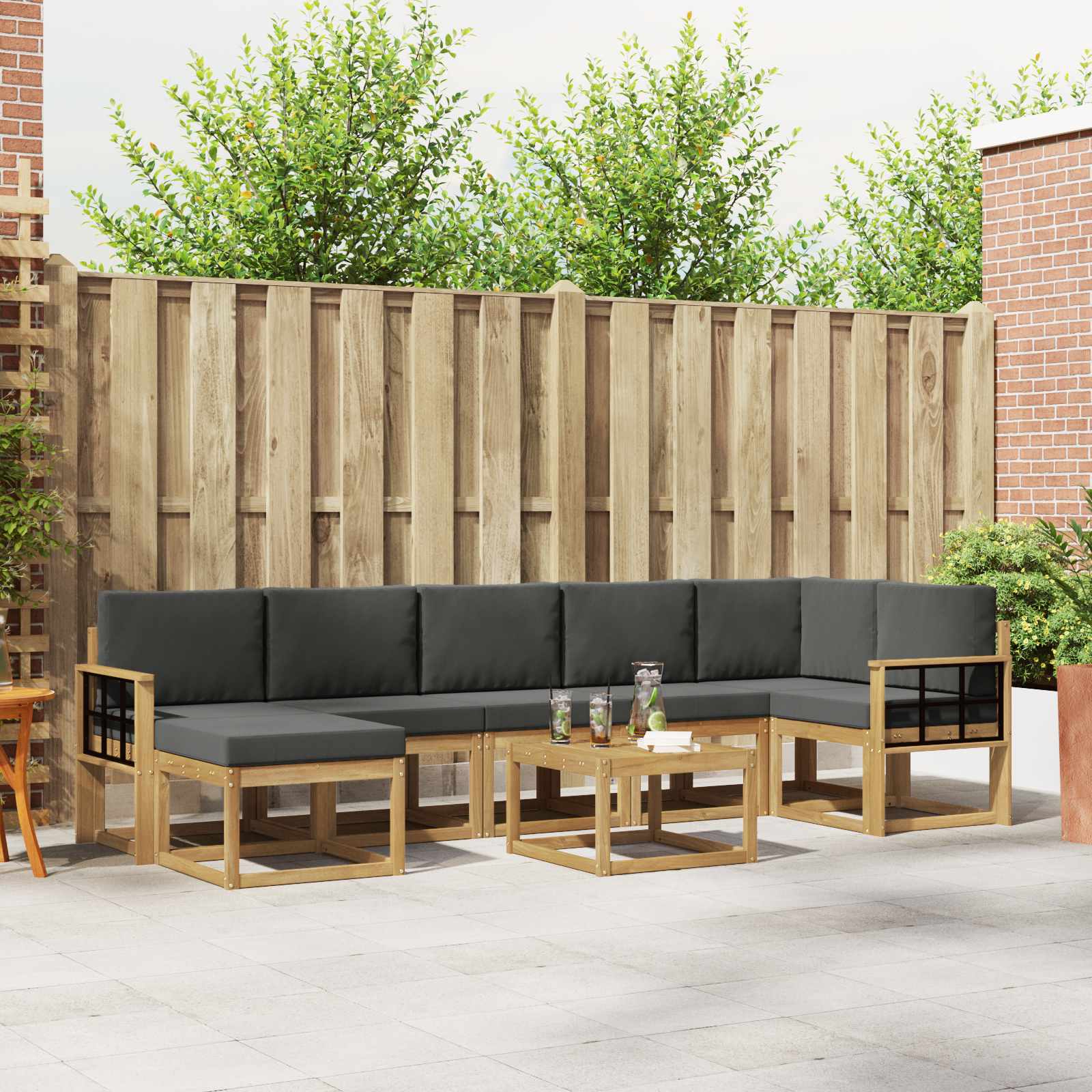 Set vanjskih sofa s jastukom 8 pcs Bijela i antracit Poliester