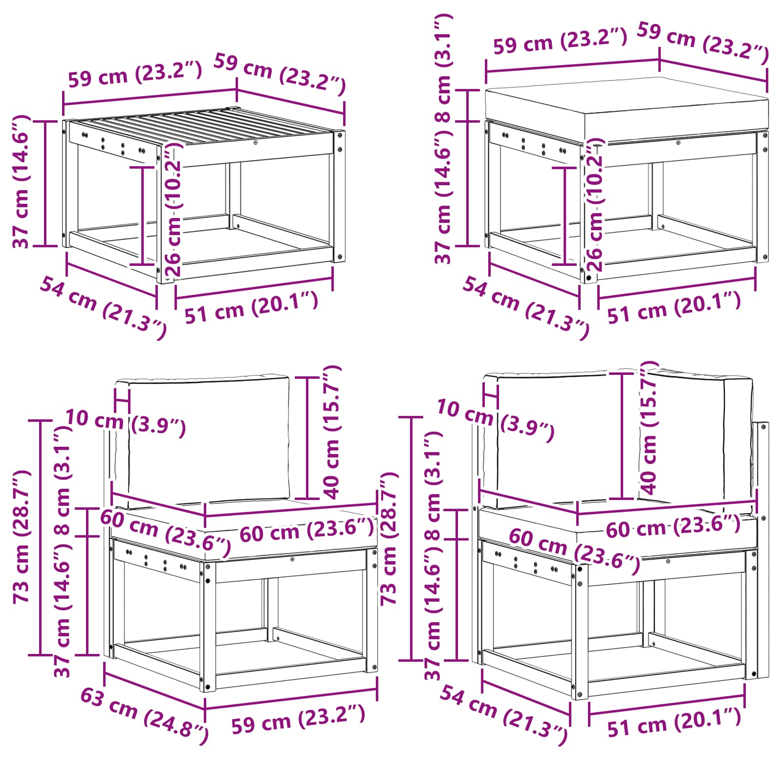 Set vanjskih sofa s jastukom 8 pcs Bijela i antracit Poliester
