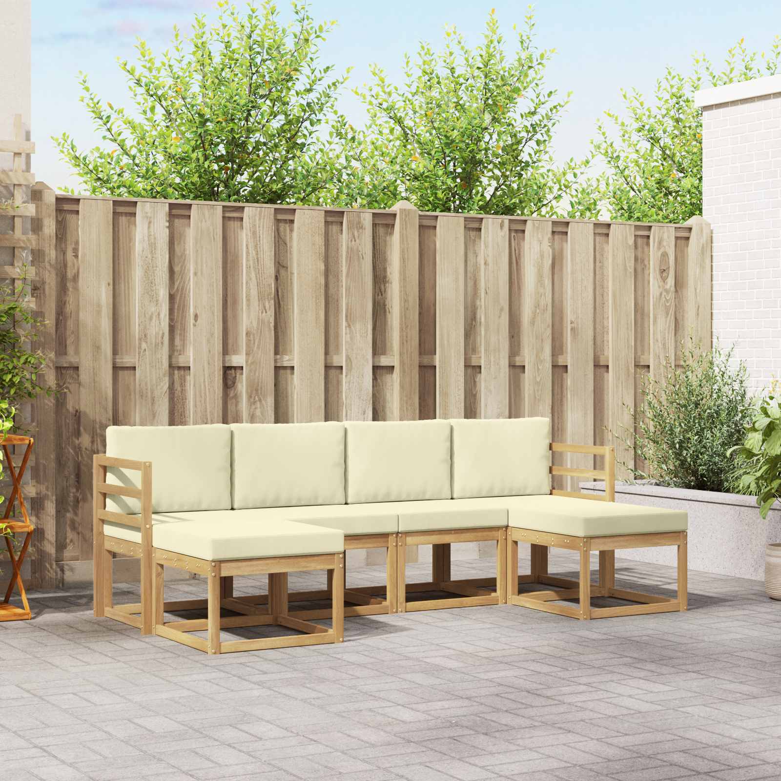 Set vanjskih sofa s jastukom 6 pcs Prirodna i krem Poliester
