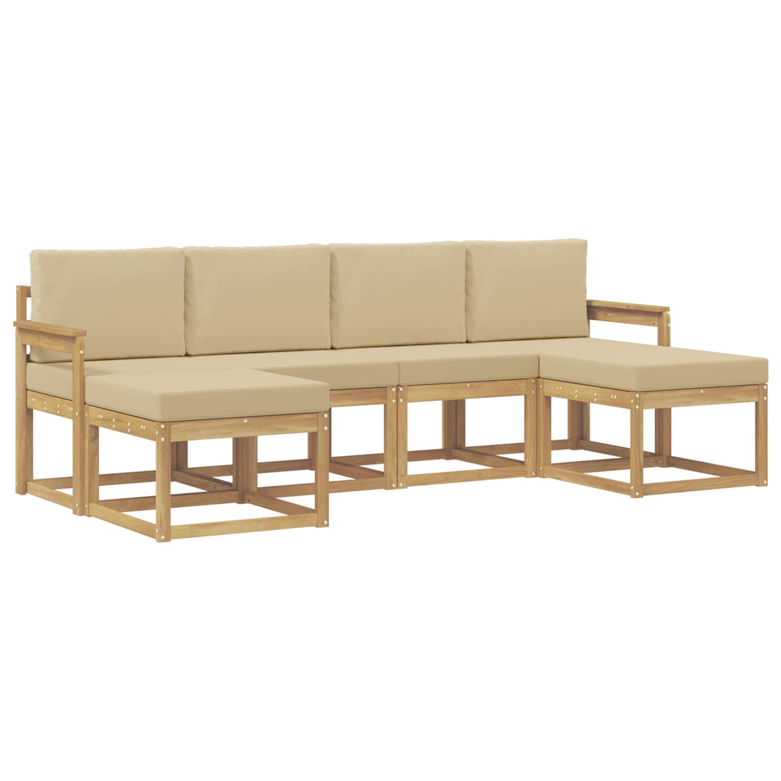 Set vanjskih sofa s jastukom 6 pcs Bijela i bež Poliester