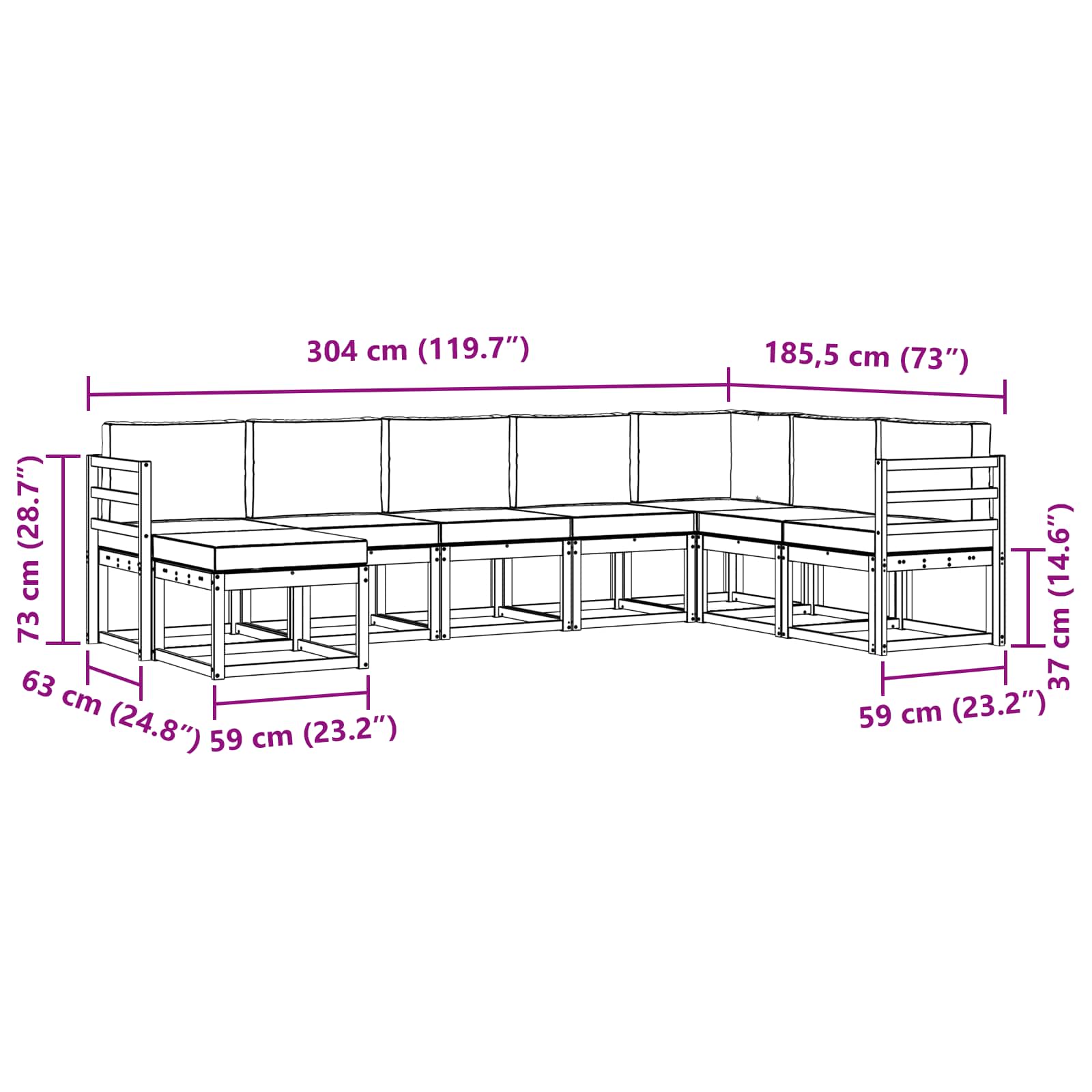 Set vanjskih sofa s jastukom 8 pcs Bijela i bež