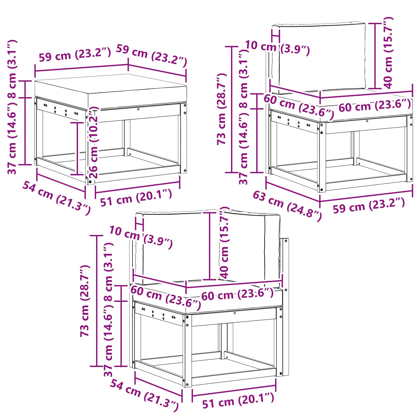 Set vanjskih sofa s jastukom 8 pcs Bijela i antracit
