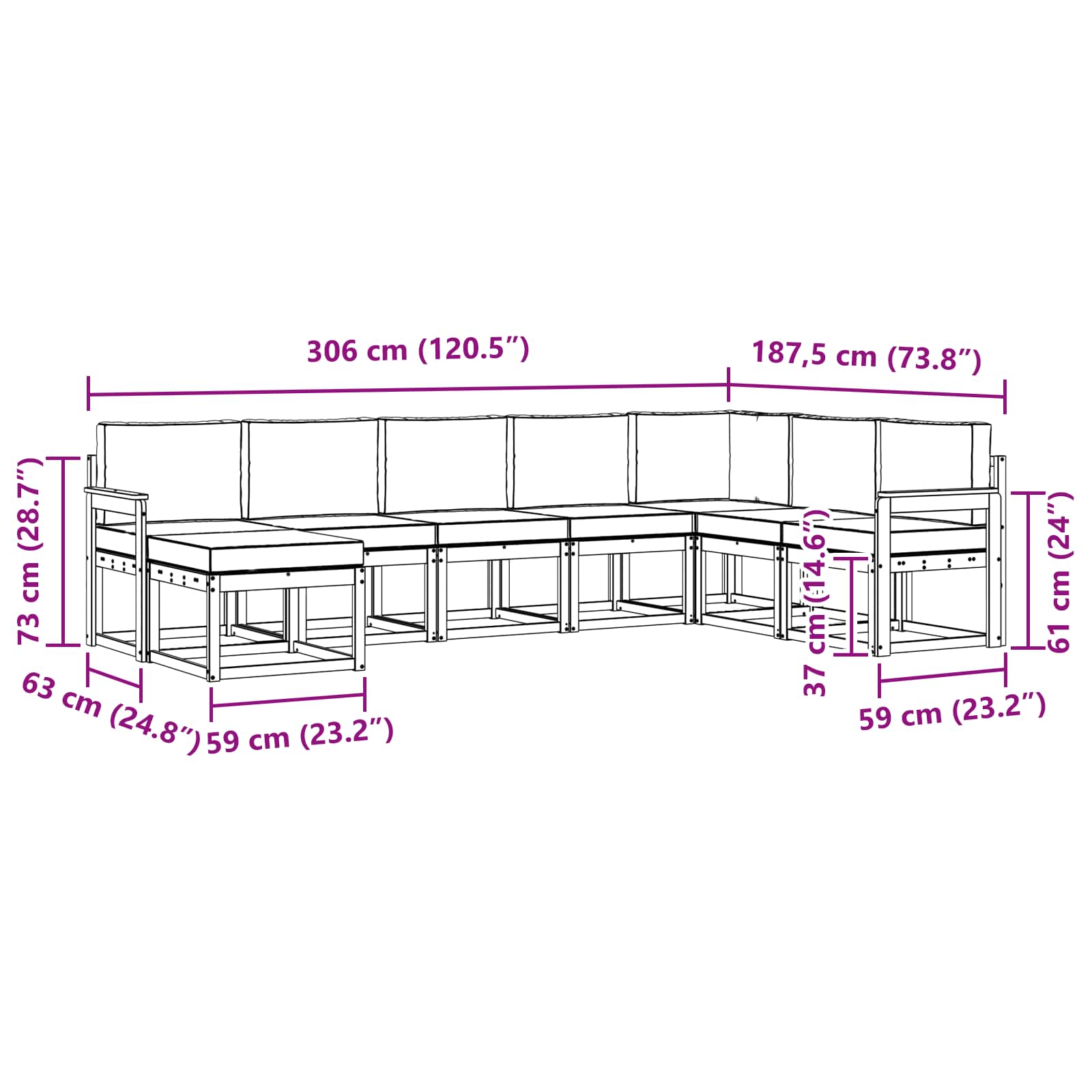 Set vanjskih sofa s jastukom 8 pcs Bijela i bež