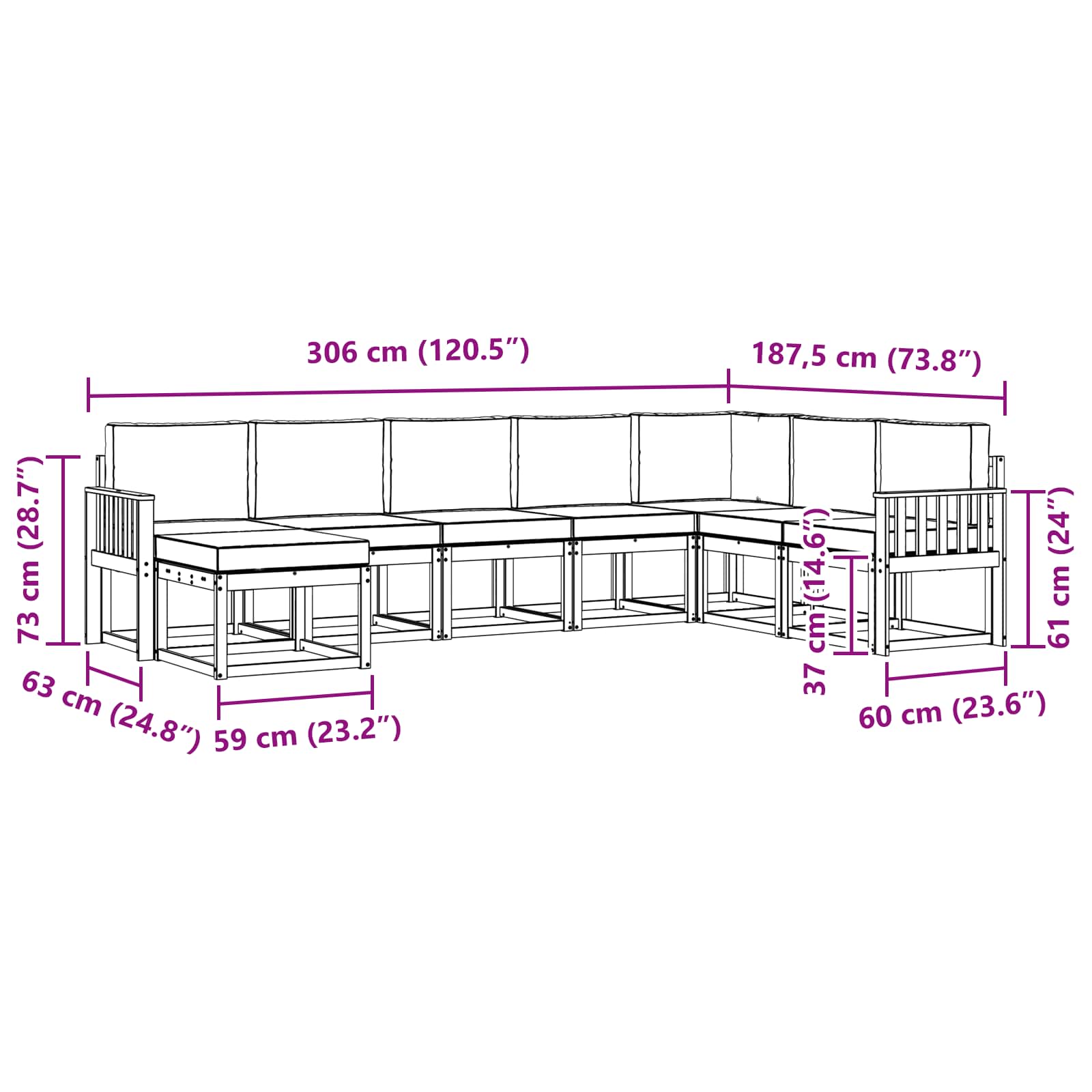 Set vanjskih sofa s jastukom 8 pcs Bijela i antracit