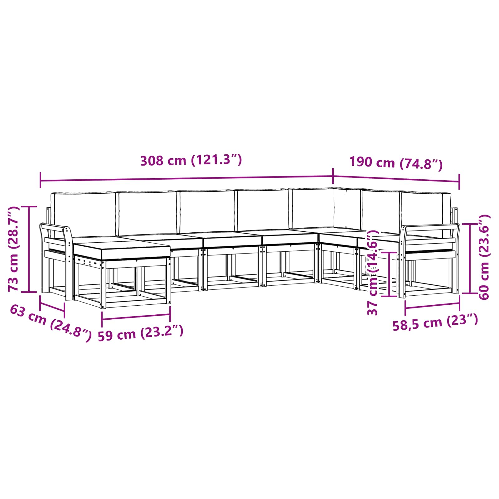 Set vanjskih sofa s jastukom 8 pcs Bijela i krem