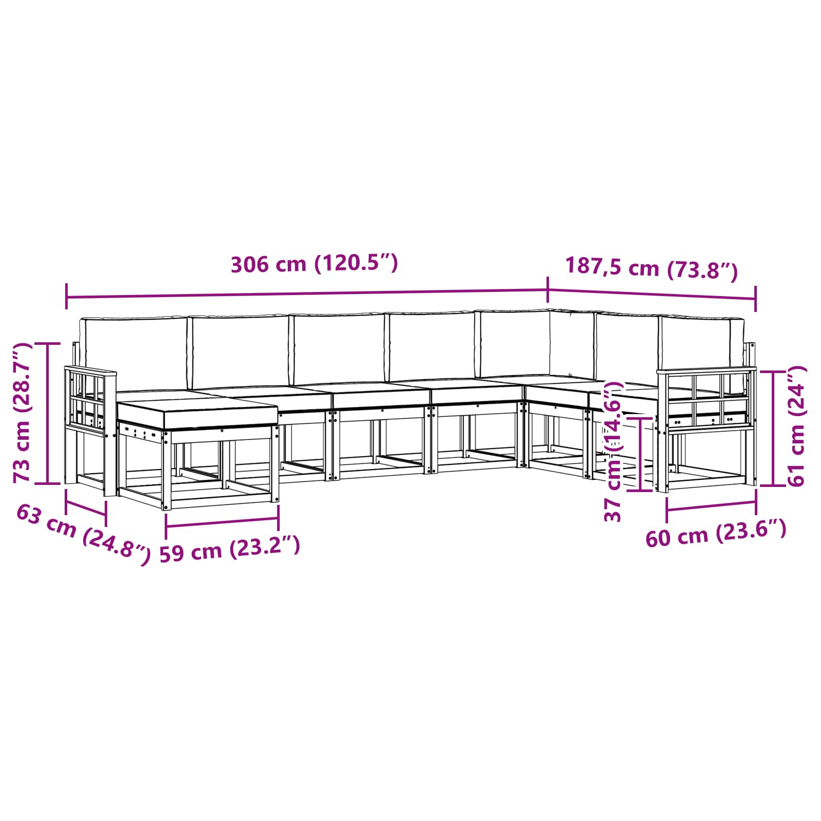 Set vanjskih sofa s jastukom 8 pcs Bijela i bež