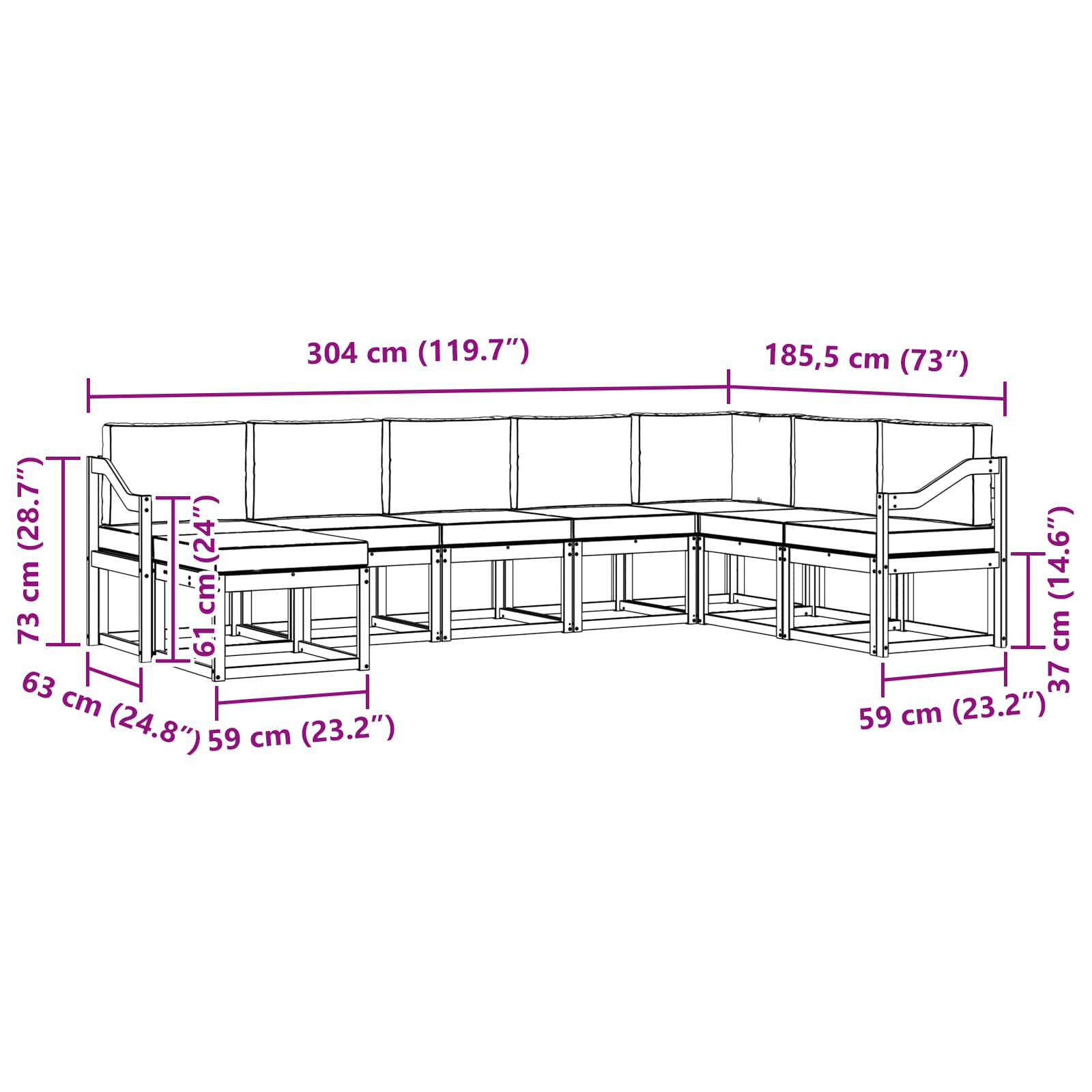 Set vanjskih sofa s jastukom 8 pcs Bijela i bež