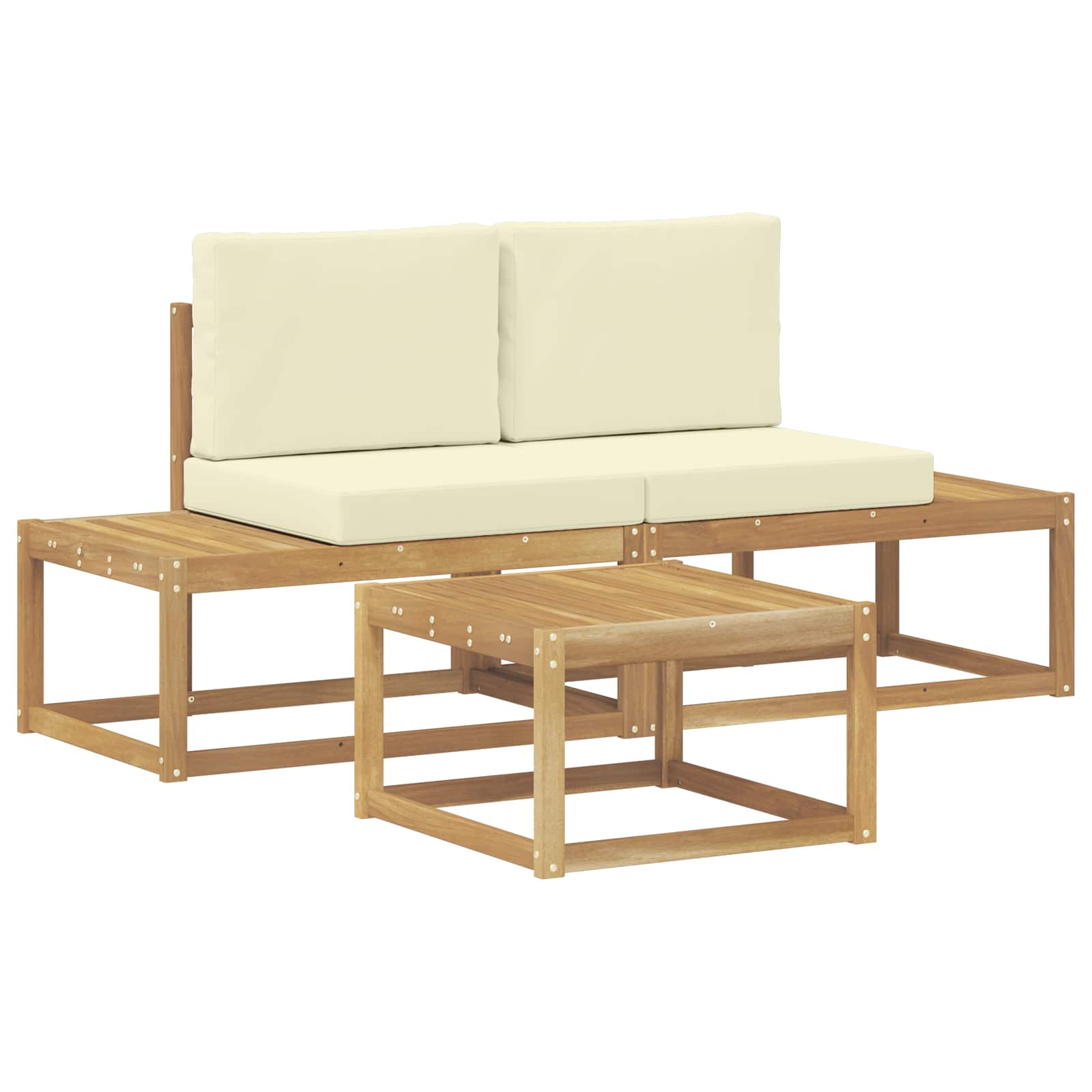 Set vanjskih sofa s jastukom 3 pcs Bijela i krem Poliester