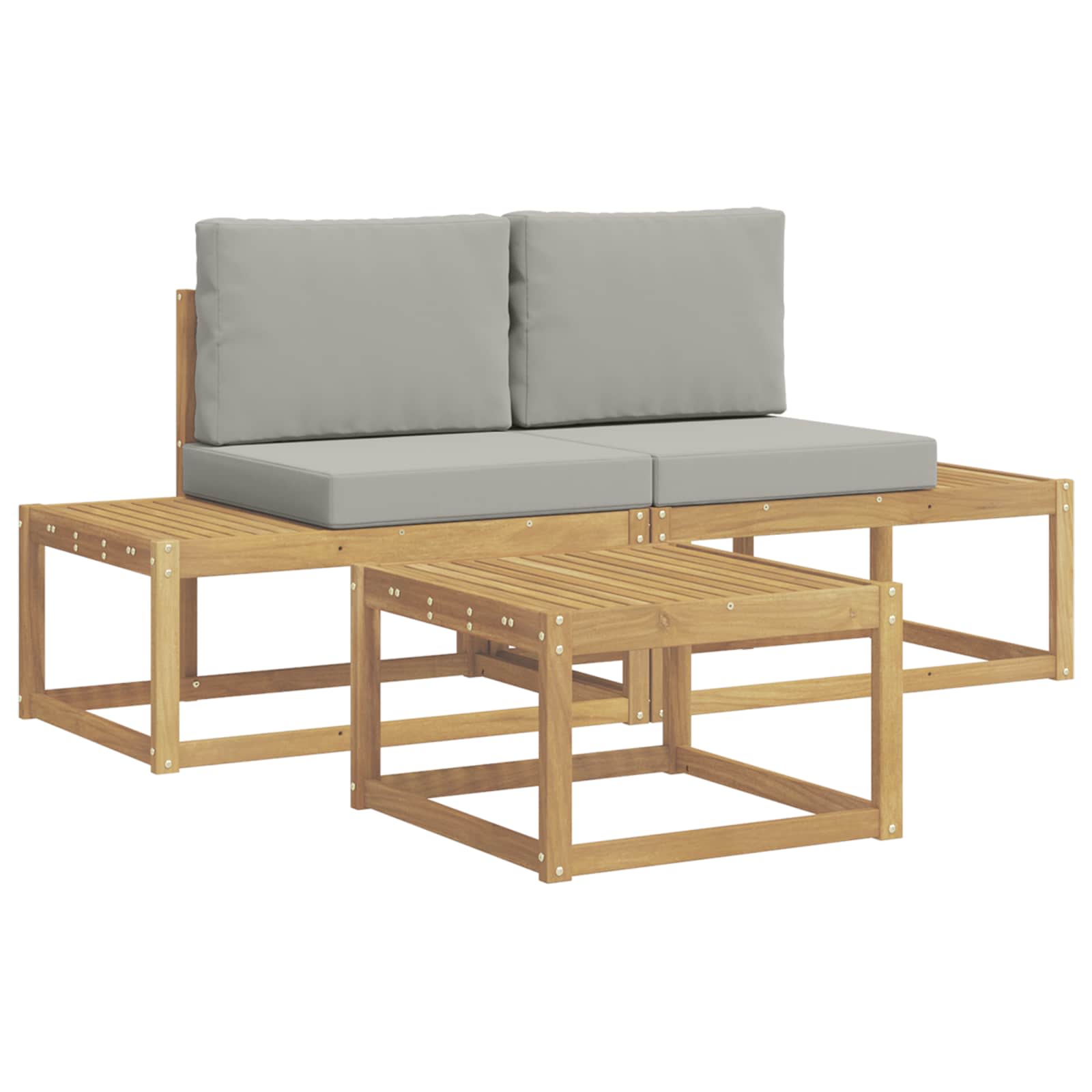 Set vanjskih sofa 3 pcs Bijela i svjetlosiva Poliester